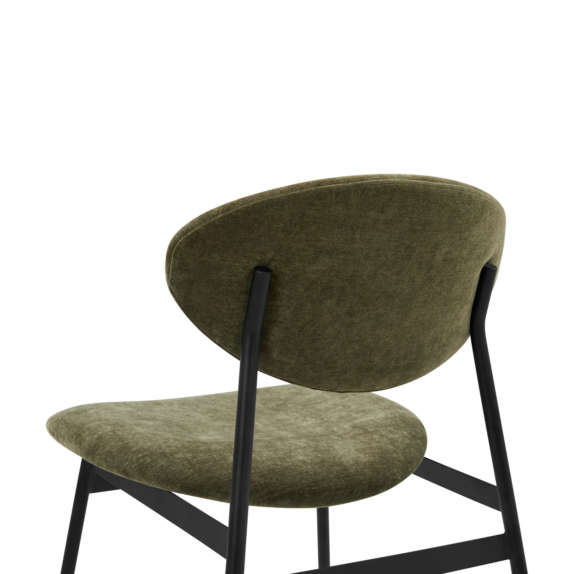 Silla de Comedor Milton con Estructura de Acero Negro y Tela Moss Olive - image 9