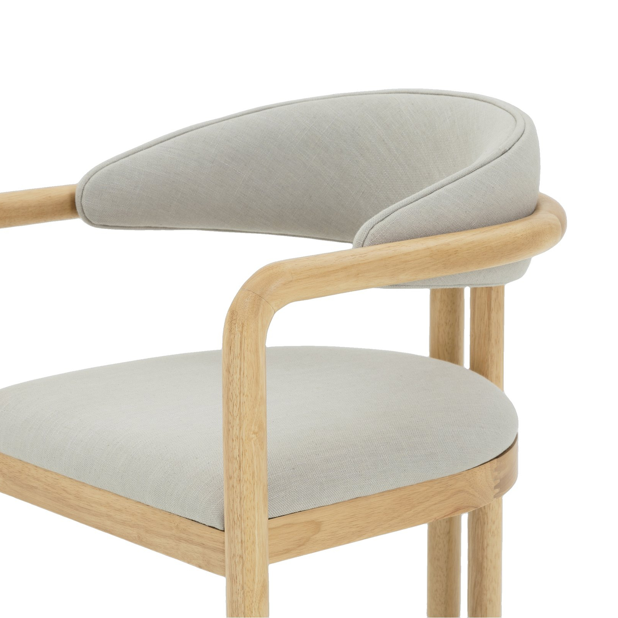 Silla de Comedor Palermo con Brazos, con Estructura de Rubberwood Natural y Tela Diego Mineral - image 5