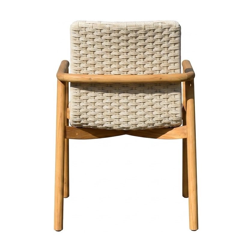Silla de Comedor Picasso con Estructura de Teca y Tejido Plano Beige - image 2