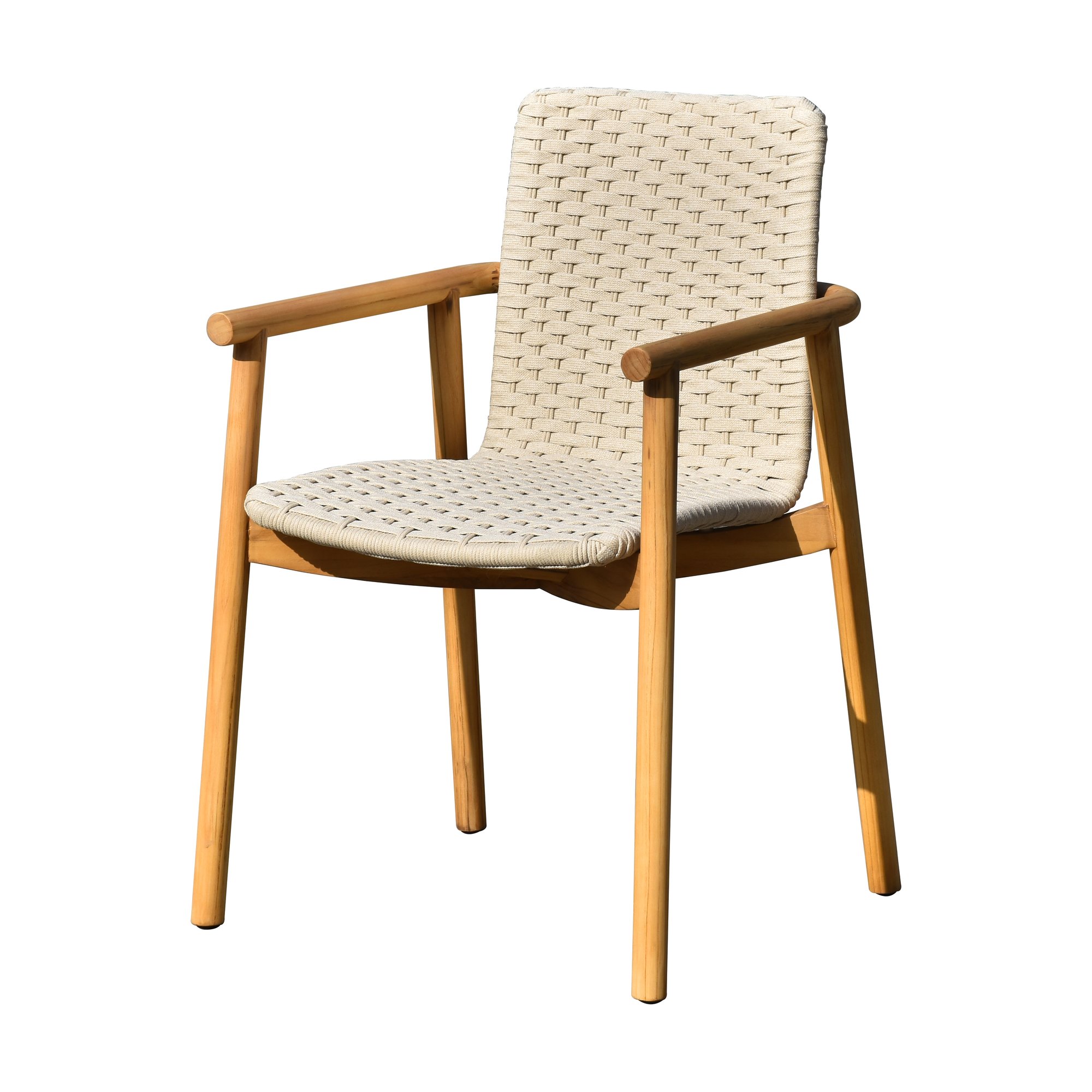 Silla de Comedor Picasso con Estructura de Teca y Tejido Plano Beige - image 4