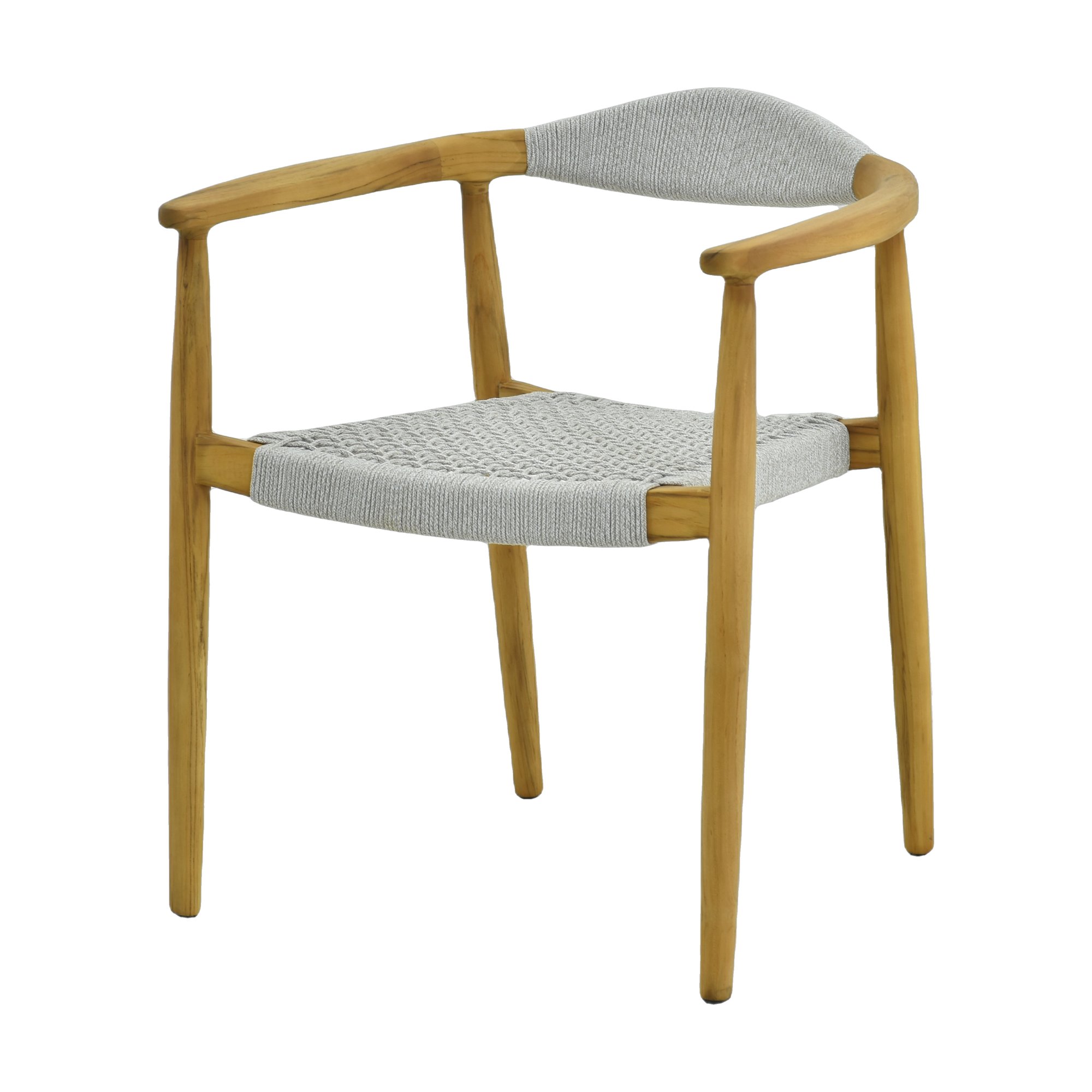 President Dining Chair with Teak Frame and Light Gray Weaving - image 4
