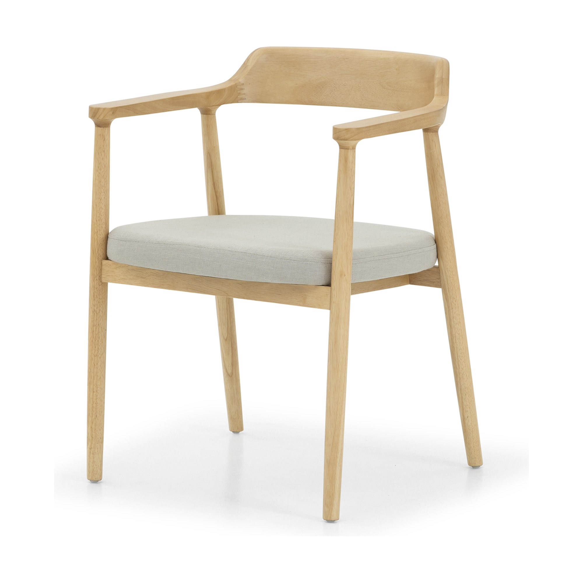 Silla de Comedor Verona con Brazos, con Estructura de Rubberwood Natural y Tela Diego Mineral - image 1