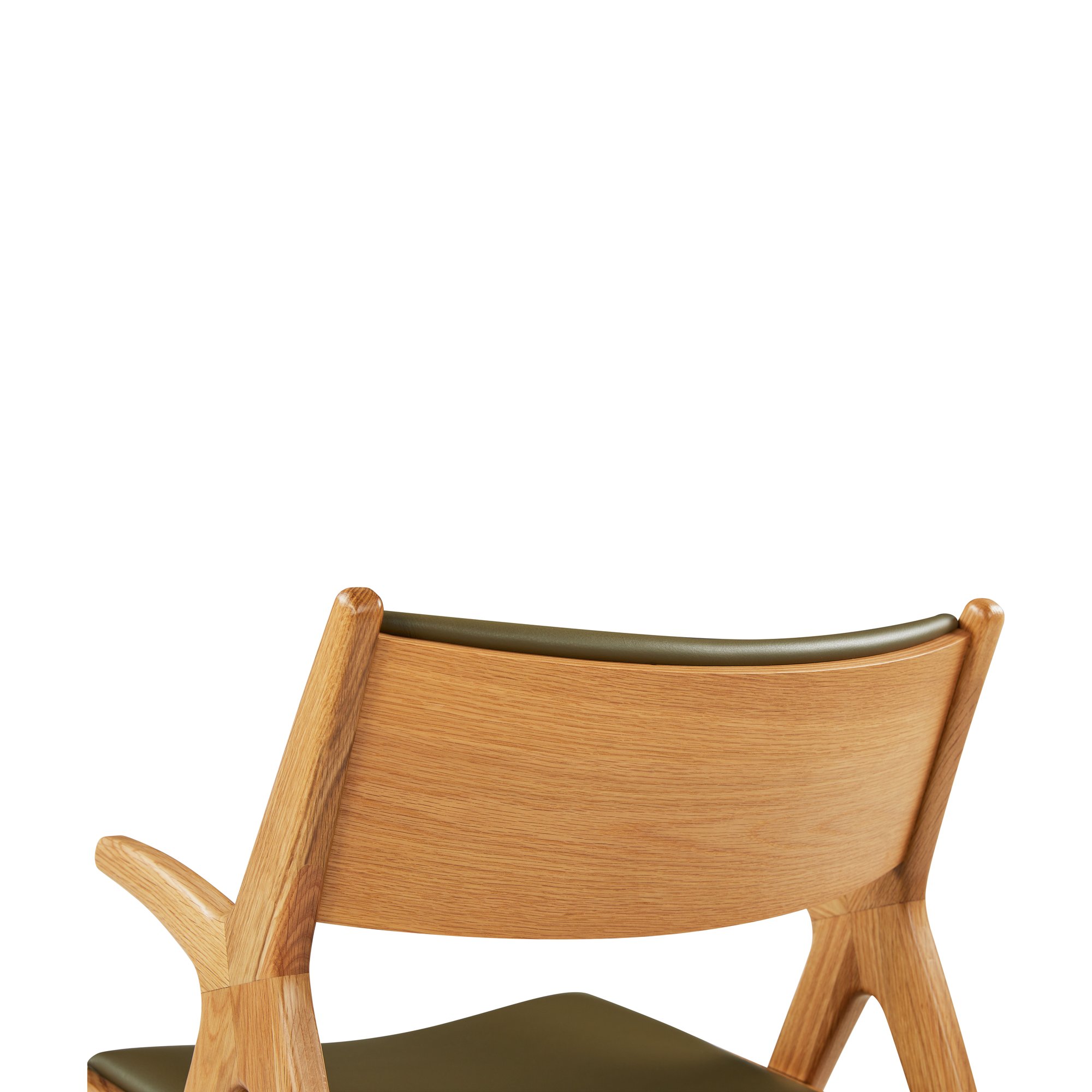 X-Ray Arm Chair with Oak Frame and Olive Green Leather - image 10