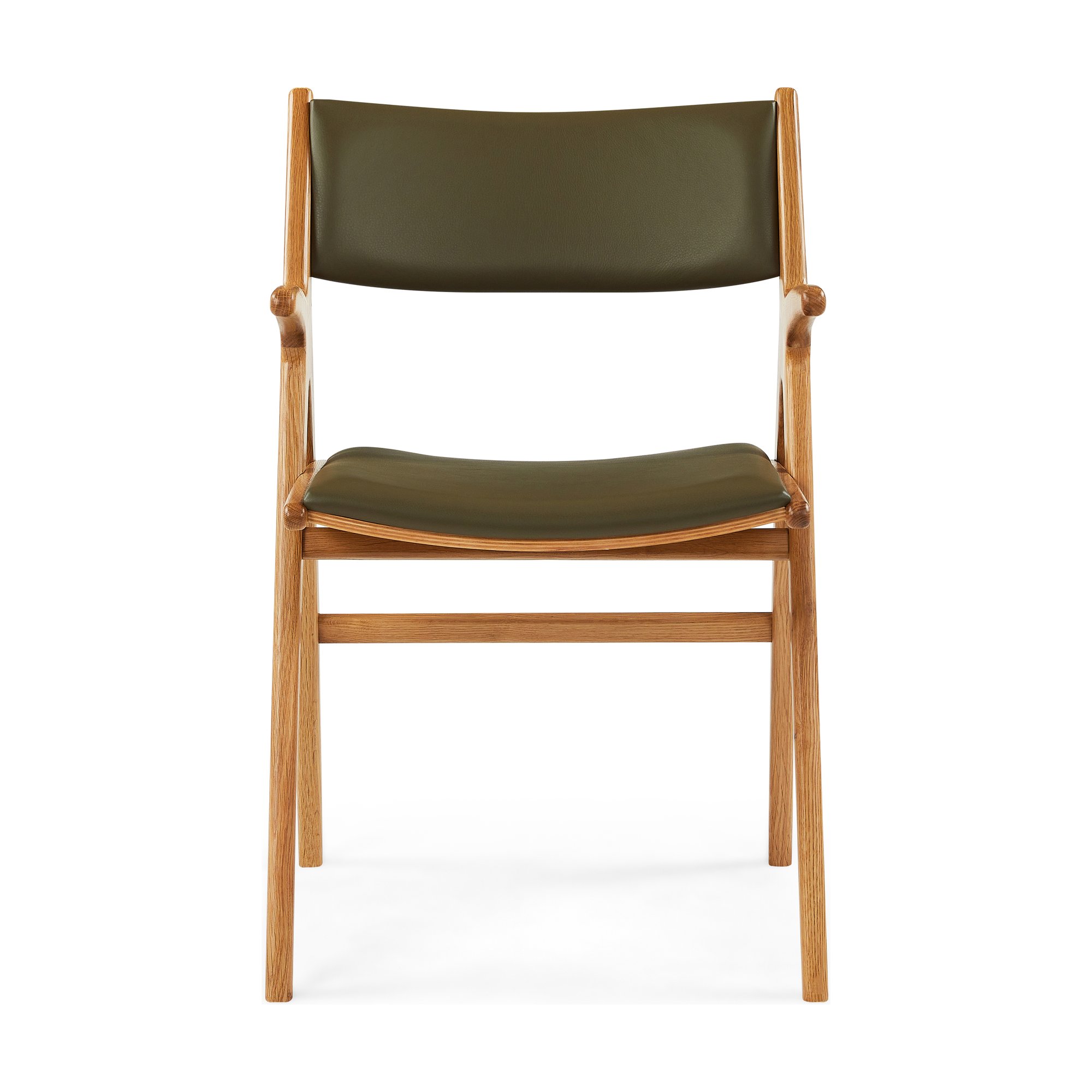 X-Ray Arm Chair with Oak Frame and Olive Green Leather - image 2