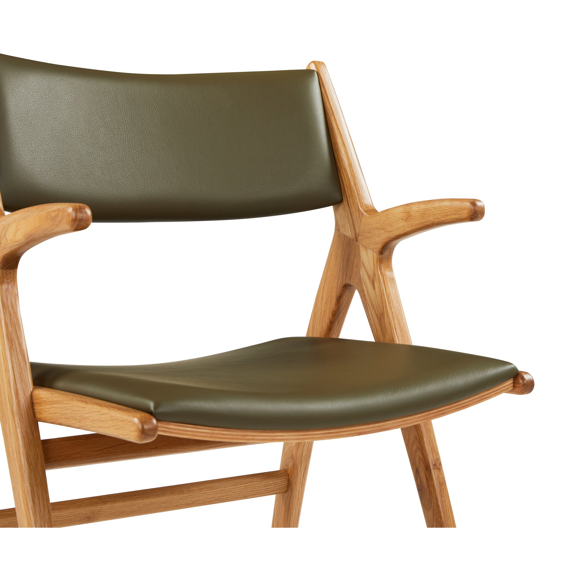X-Ray Arm Chair with Oak Frame and Olive Green Leather - image 7