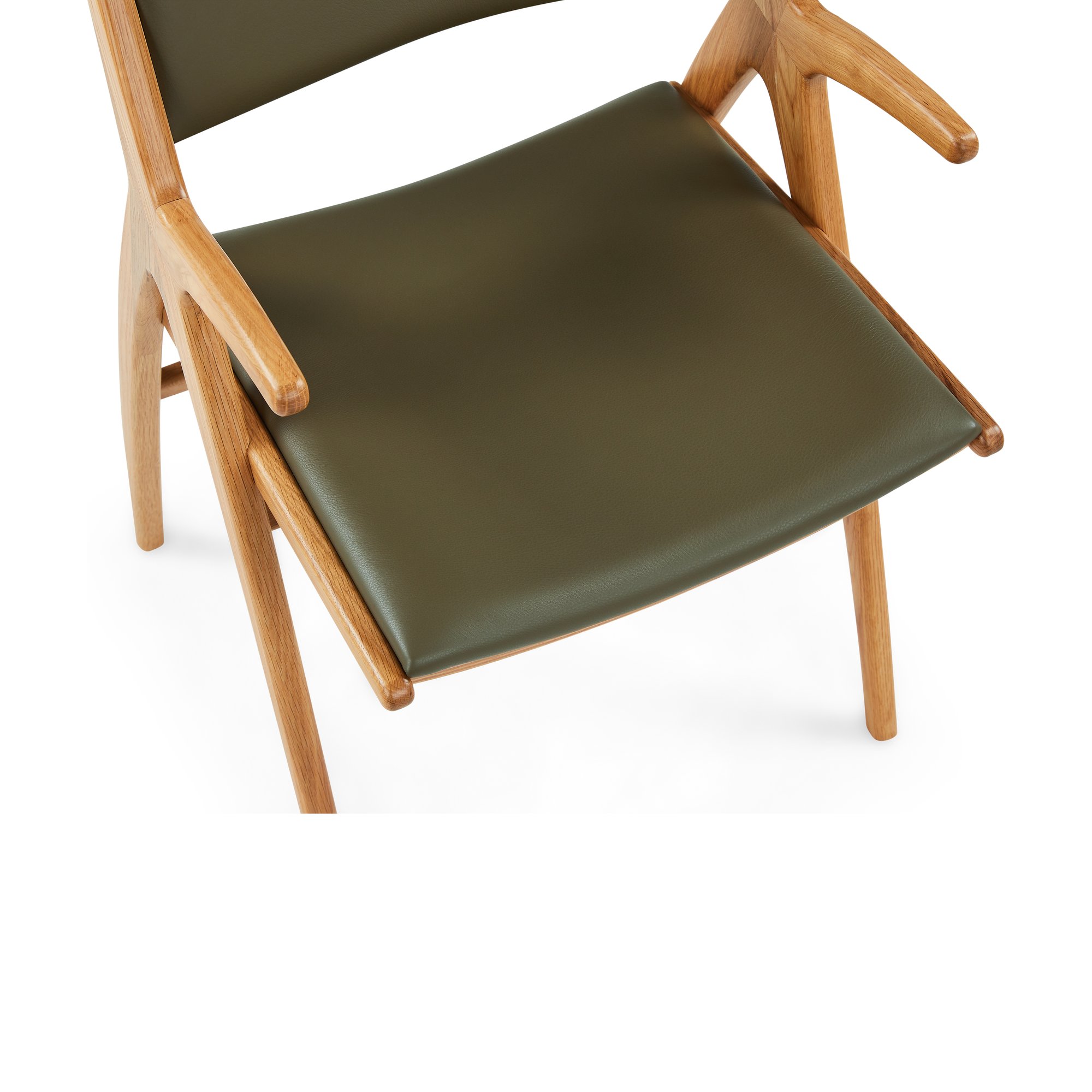 X-Ray Arm Chair with Oak Frame and Olive Green Leather - image 8