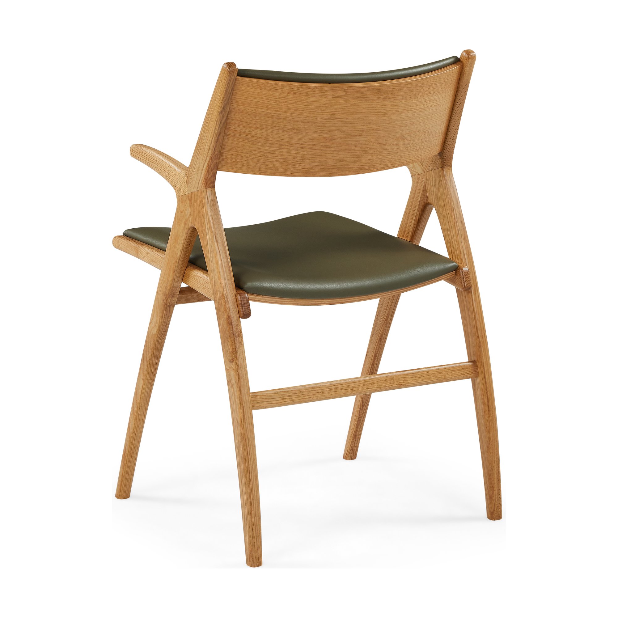 X-Ray Arm Chair with Oak Frame and Olive Green Leather - image 9