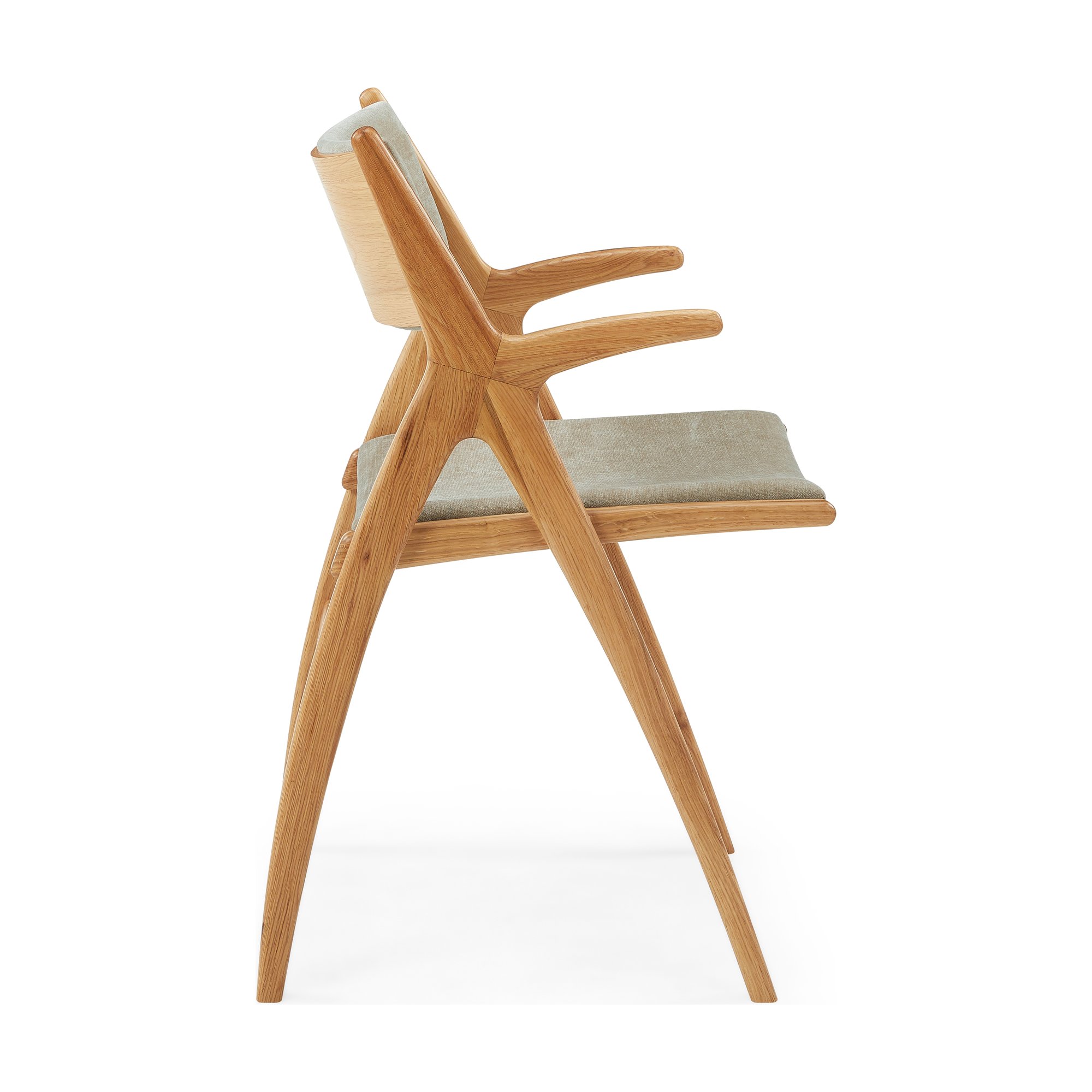 Silla de Comedor X-Ray con Brazos, con Estructura de Roble y Tela Moss Latte - image 3