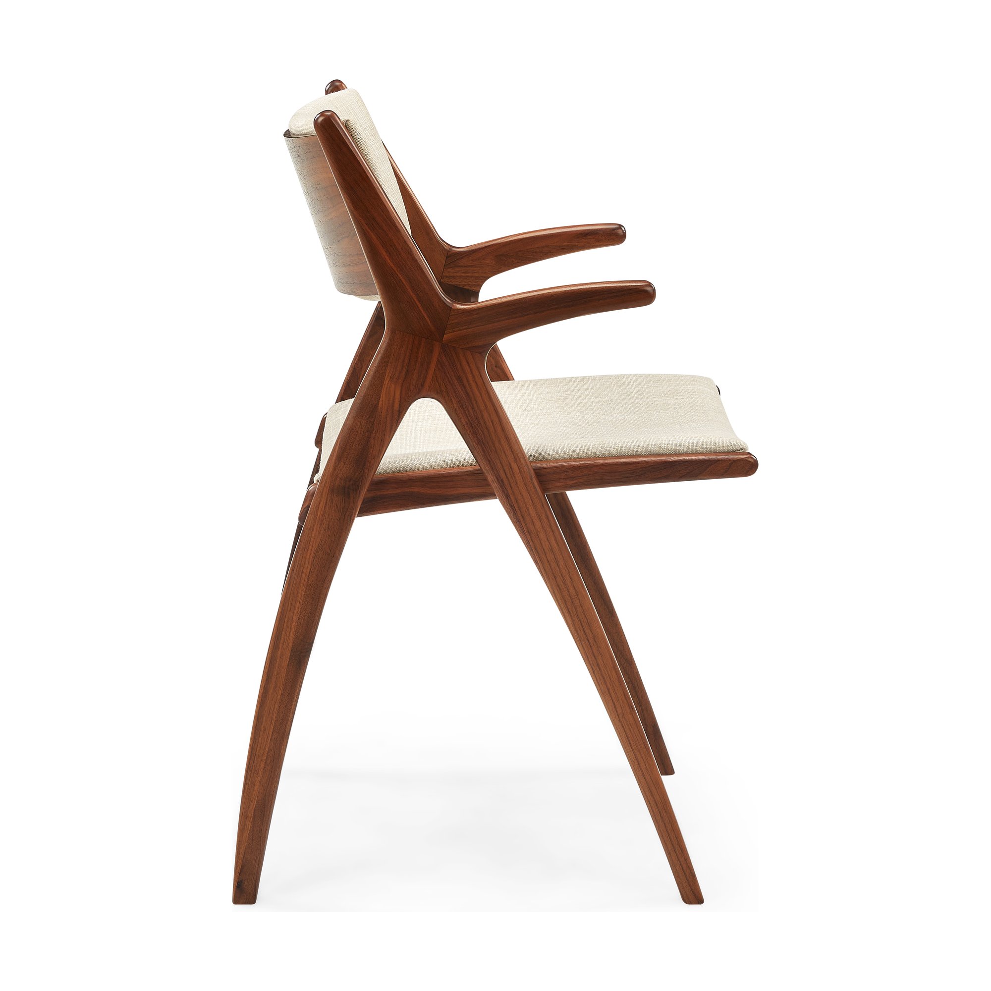 Silla de Comedor X-Ray con Brazos, con Estructura de Nogal y Tela Austria Sand - image 3