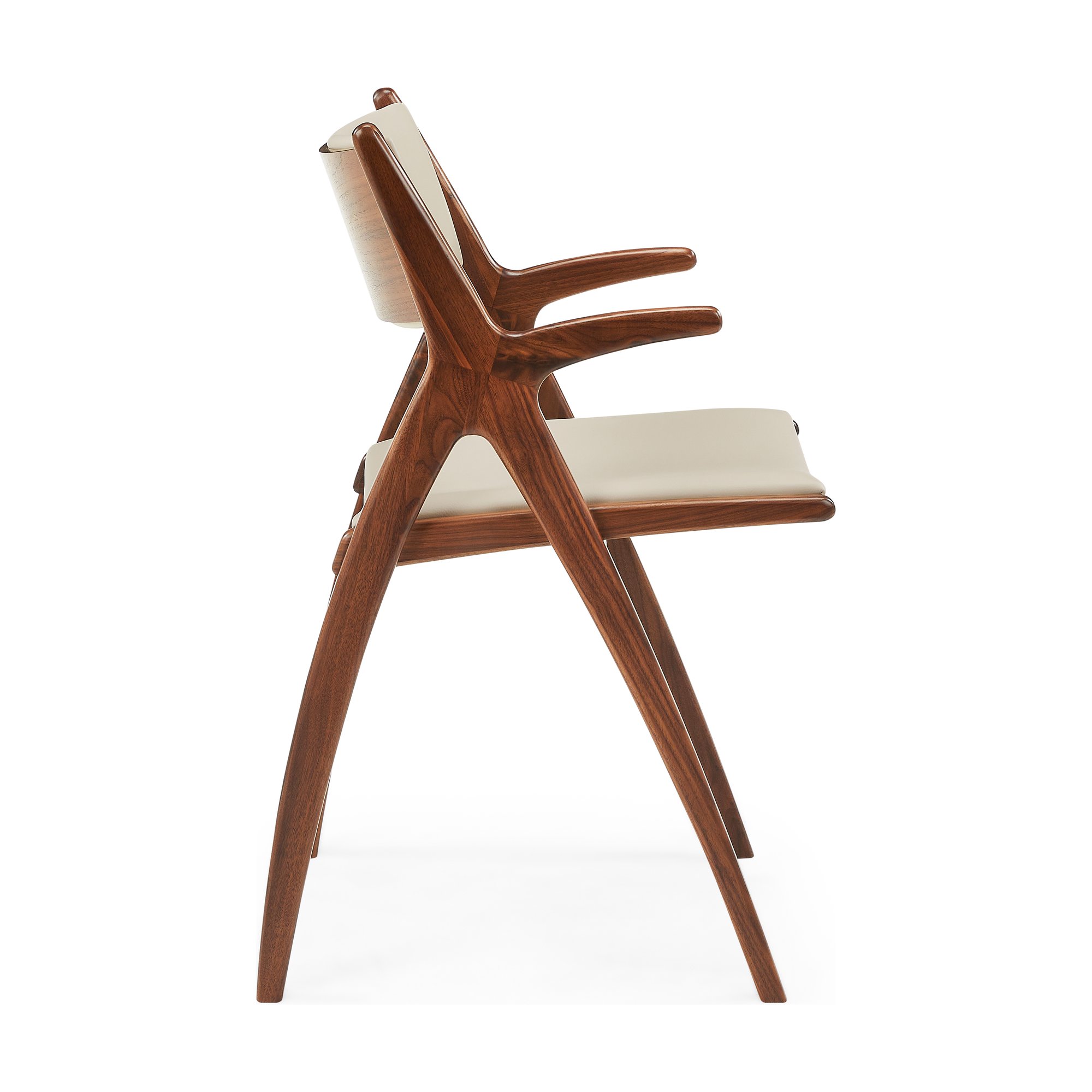 X-Ray Arm Chair with Walnut Frame and Almond Leather - image 3