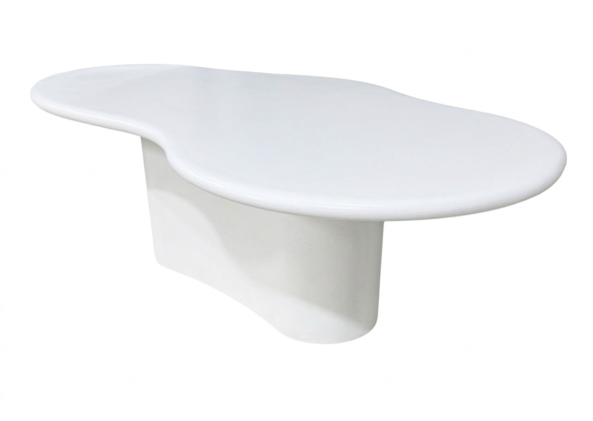 Mesa de Comedor Amoeba en Fibrocemento Blanco con Acabado Rugoso, 230cm de diámetro - image 3
