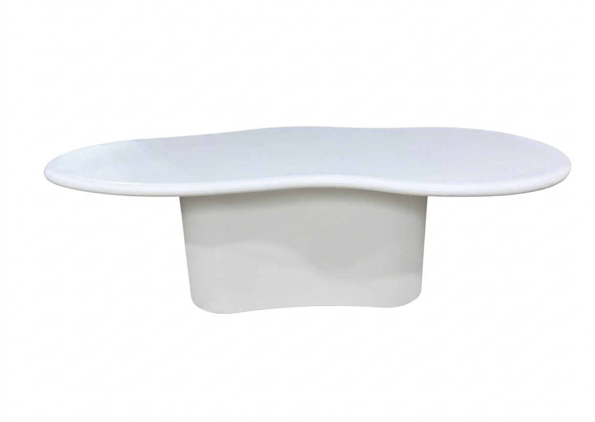Mesa de Comedor Amoeba en Fibrocemento Blanco con Acabado Rugoso, 230cm de diámetro - image 4