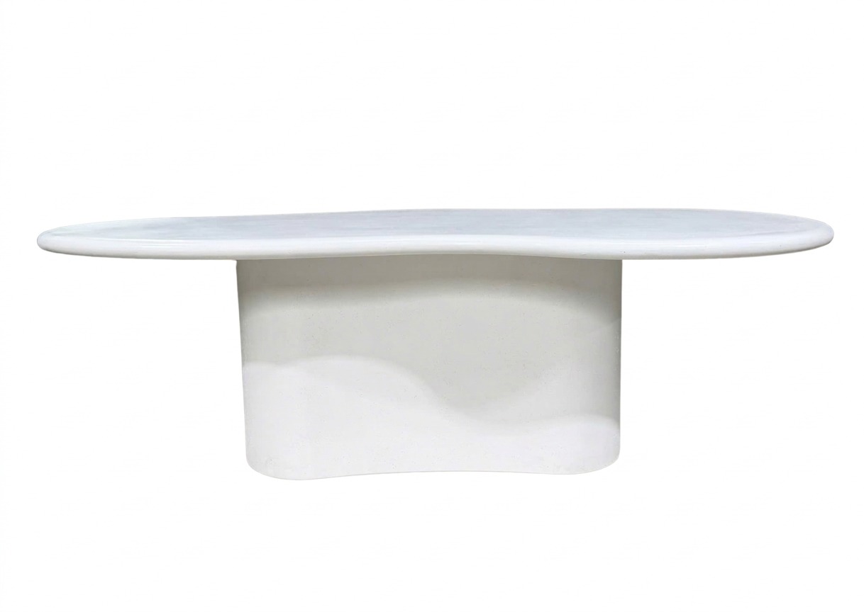 Mesa de Comedor Amoeba en Fibrocemento Blanco con Acabado Rugoso, 230cm de diámetro - image 5