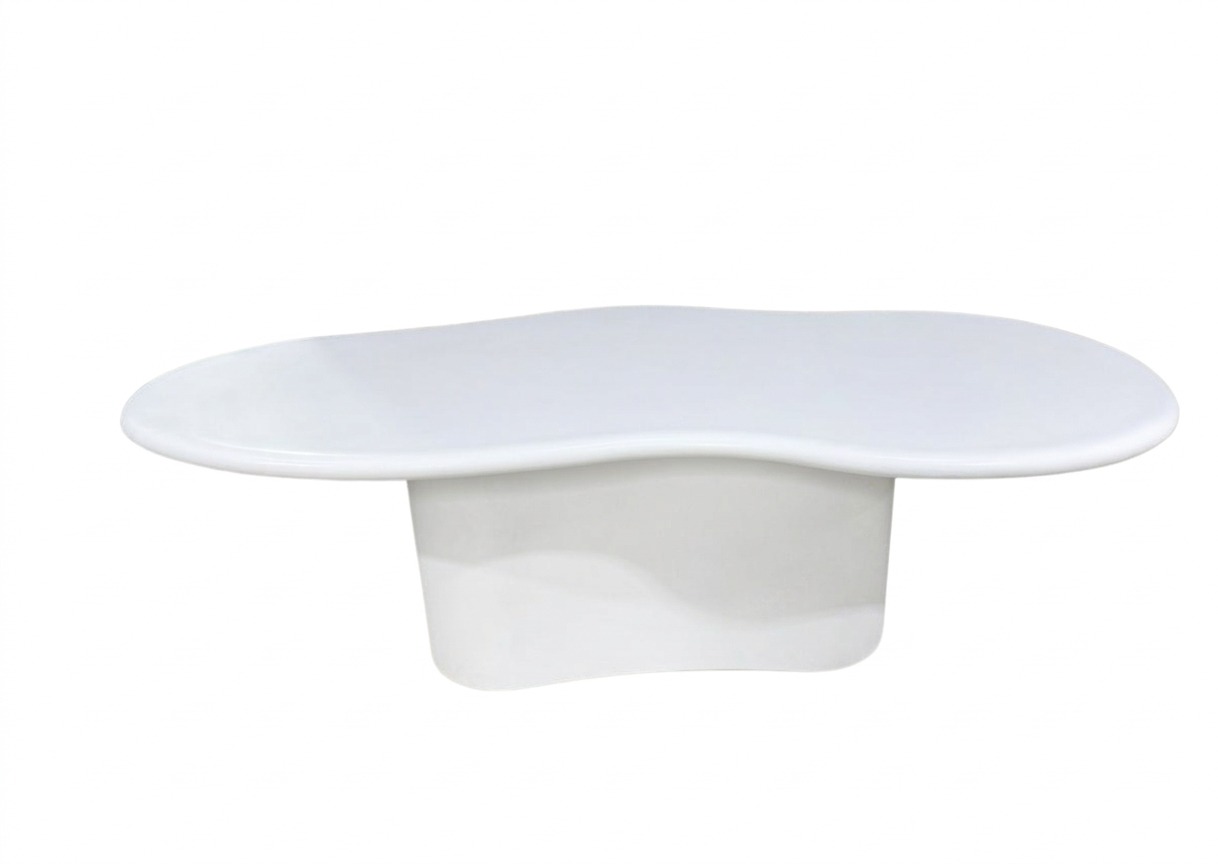 Mesa de Comedor Amoeba en Fibrocemento Blanco con Acabado Rugoso, 230cm de diámetro - image 6
