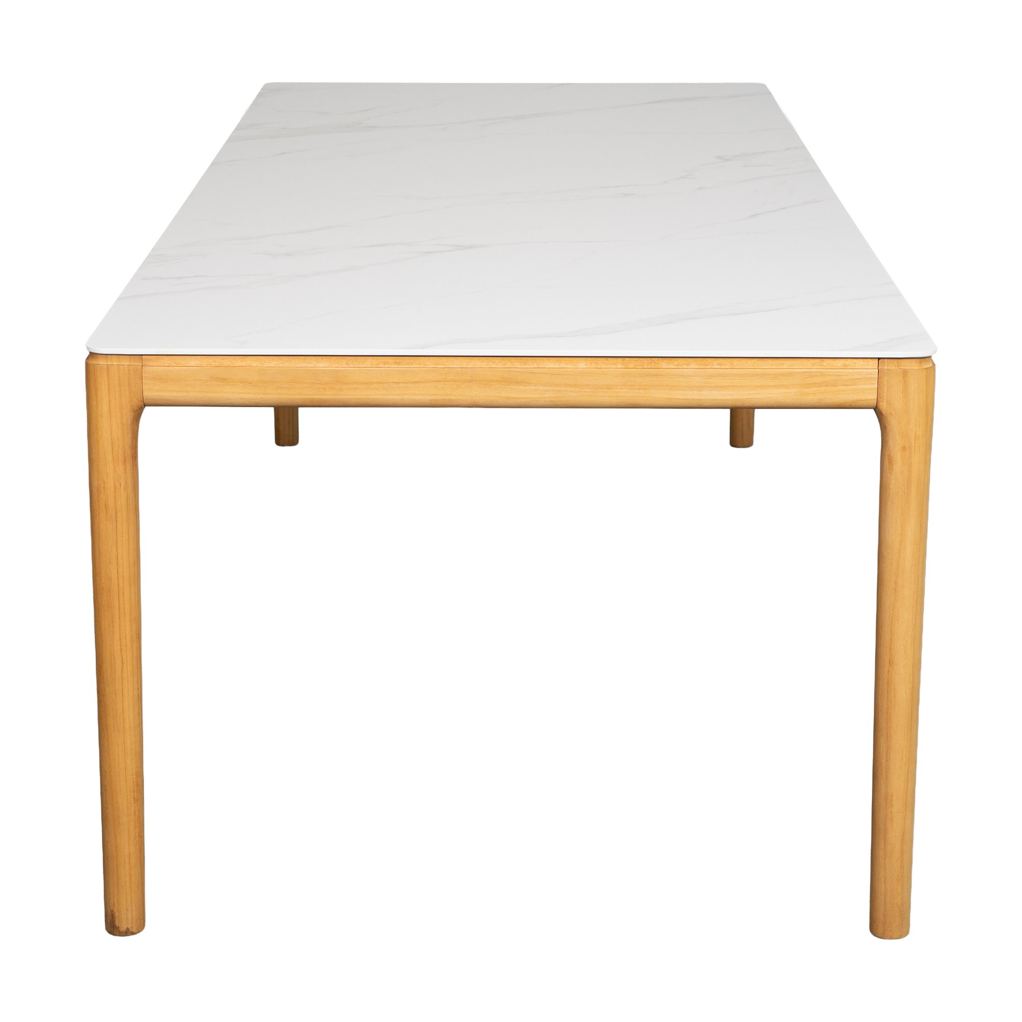Mesa de Comedor Turin con Estructura de Teca y Cubierta de Cerámica Blanca, 240cm - image 3