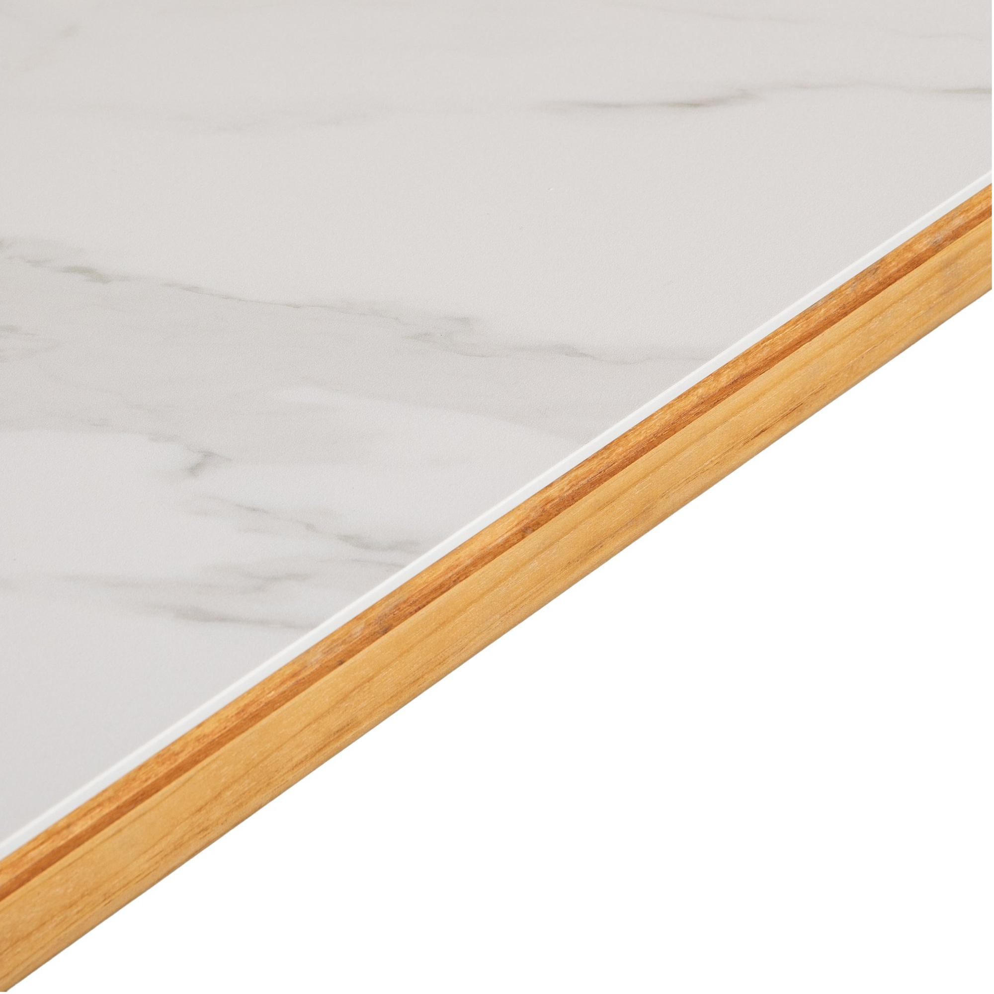Mesa de Comedor Turin con Estructura de Teca y Cubierta de Cerámica Blanca, 240cm - image 4
