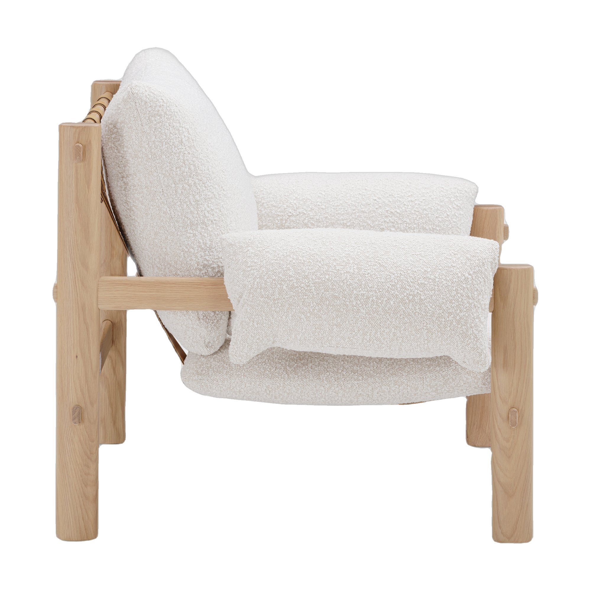 Sillón Abbe con Estructura de Roble Natural y Tela Olana Off White - image 3