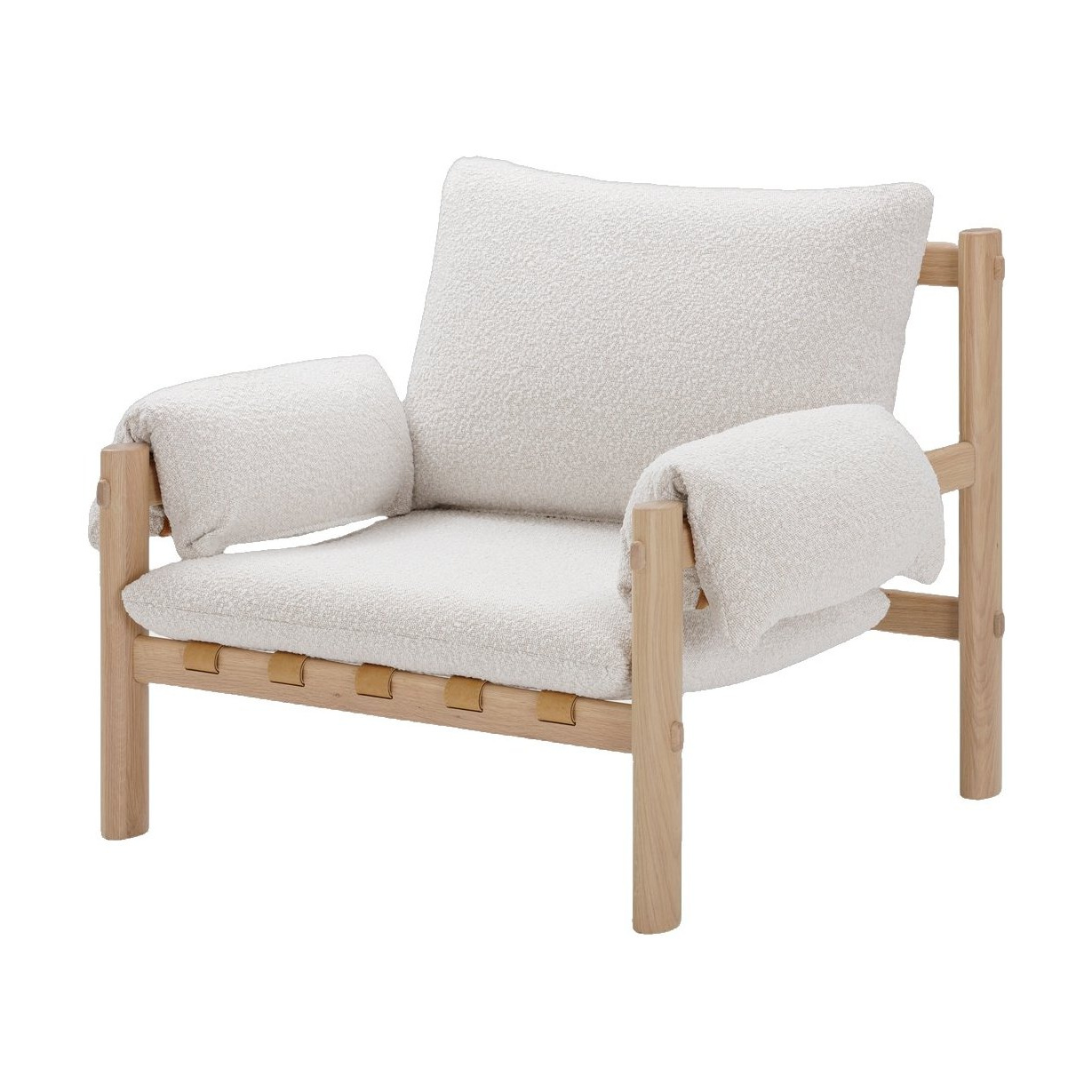 Sillón Abbe con Estructura de Roble Natural y Tela Olana Off White - image 4