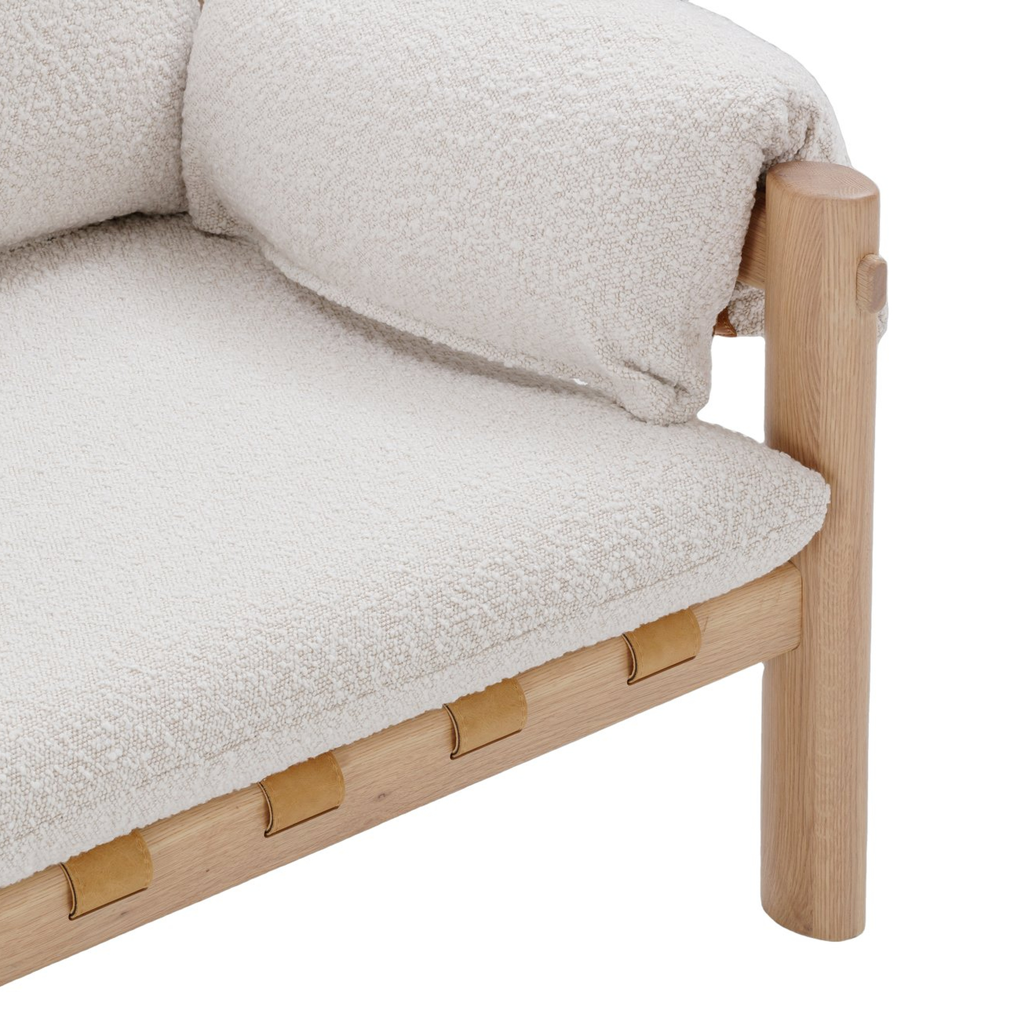 Sillón Abbe con Estructura de Roble Natural y Tela Olana Off White - image 5