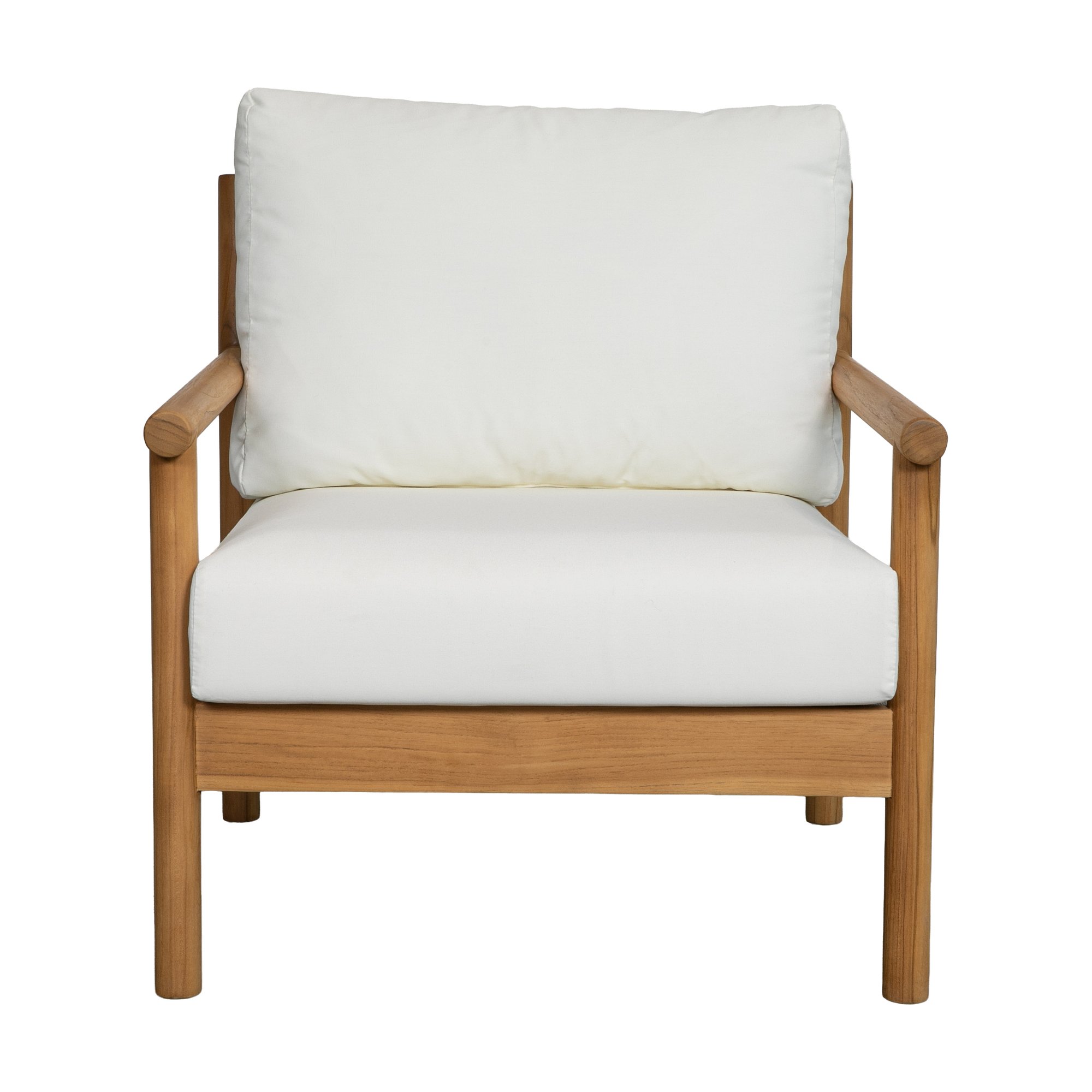 Dora Lounge Chair with Teak Frame, AD1 Cream Fabric and Brown Weaving - image 2