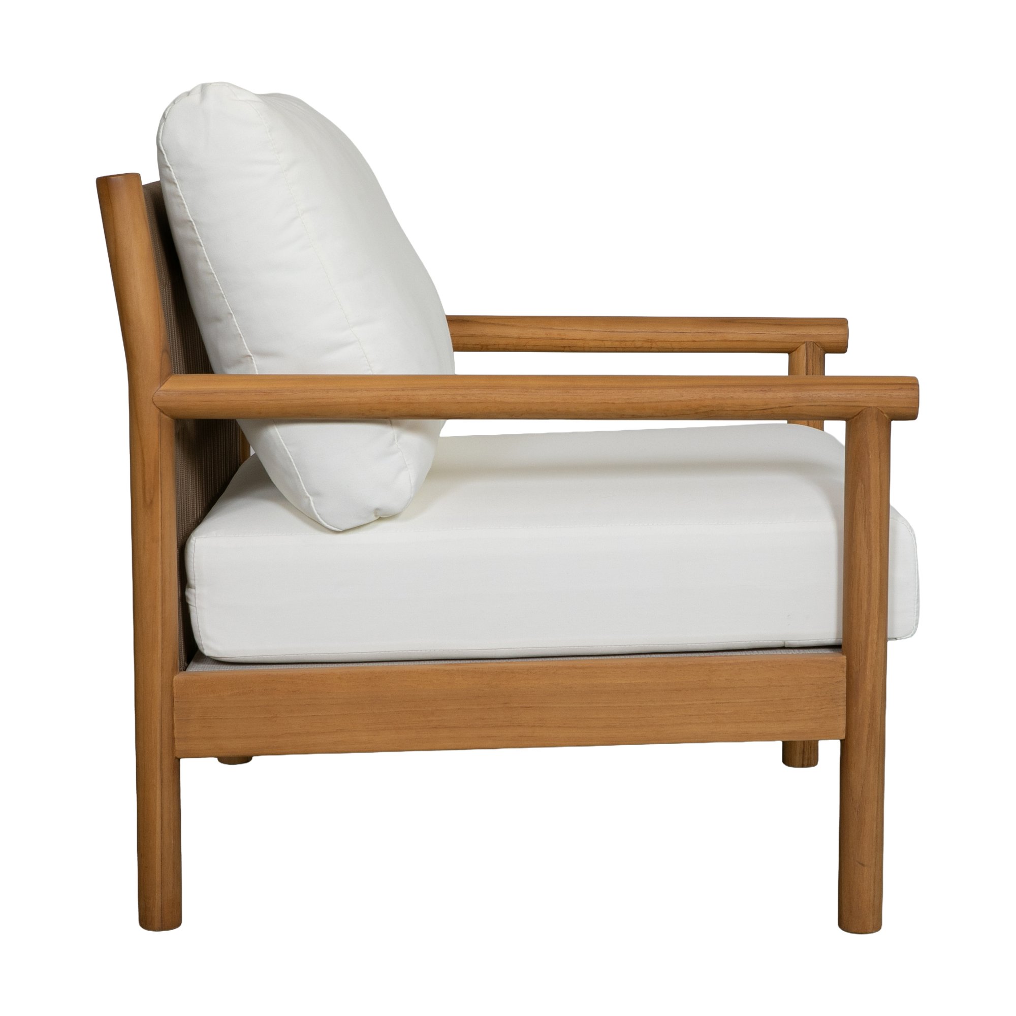 Dora Lounge Chair with Teak Frame, AD1 Cream Fabric and Brown Weaving - image 3