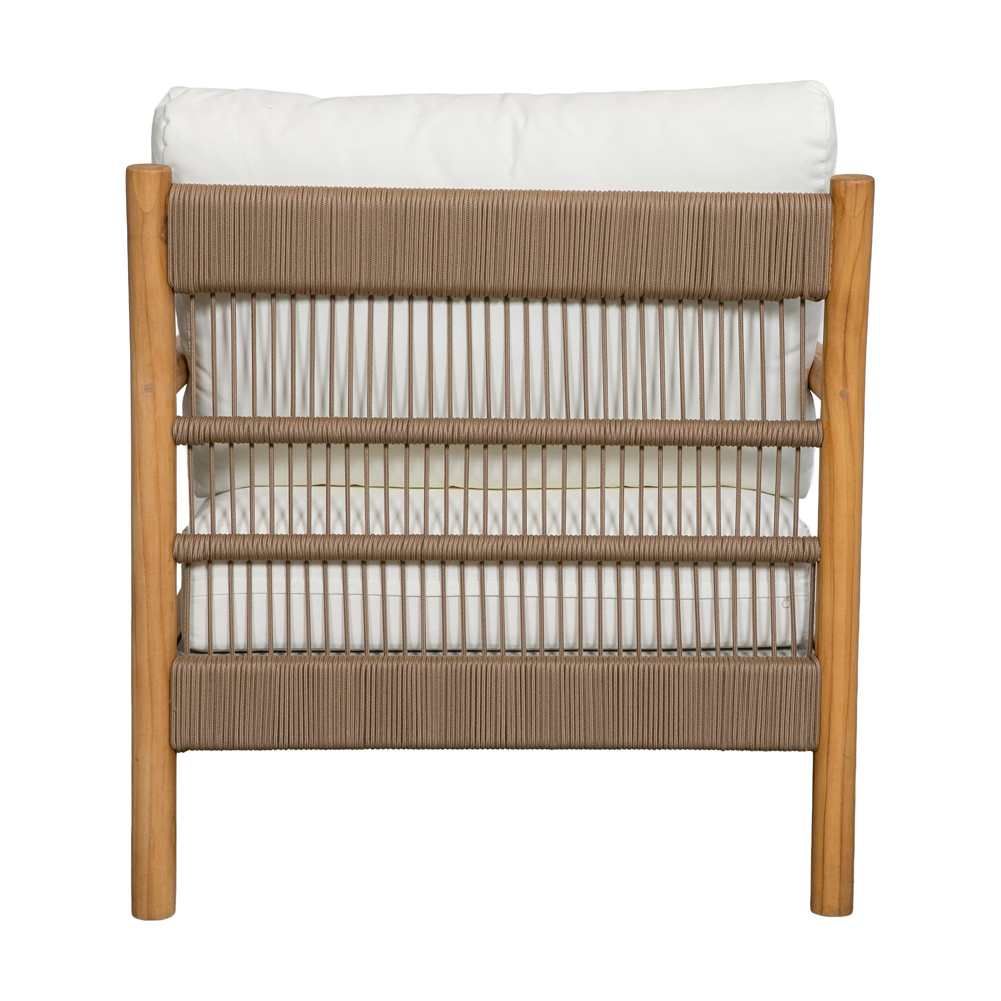Dora Lounge Chair with Teak Frame, AD1 Cream Fabric and Brown Weaving - image 4