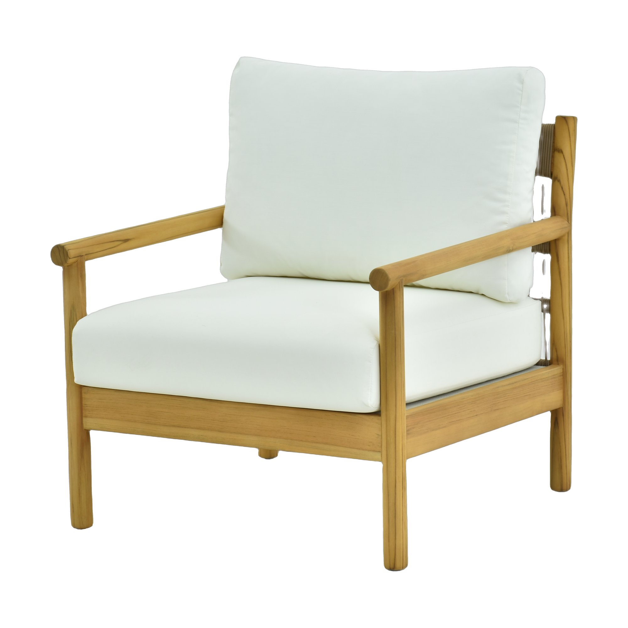 Dora Lounge Chair with Teak Frame, AD1 Cream Fabric and Brown Weaving - image 5