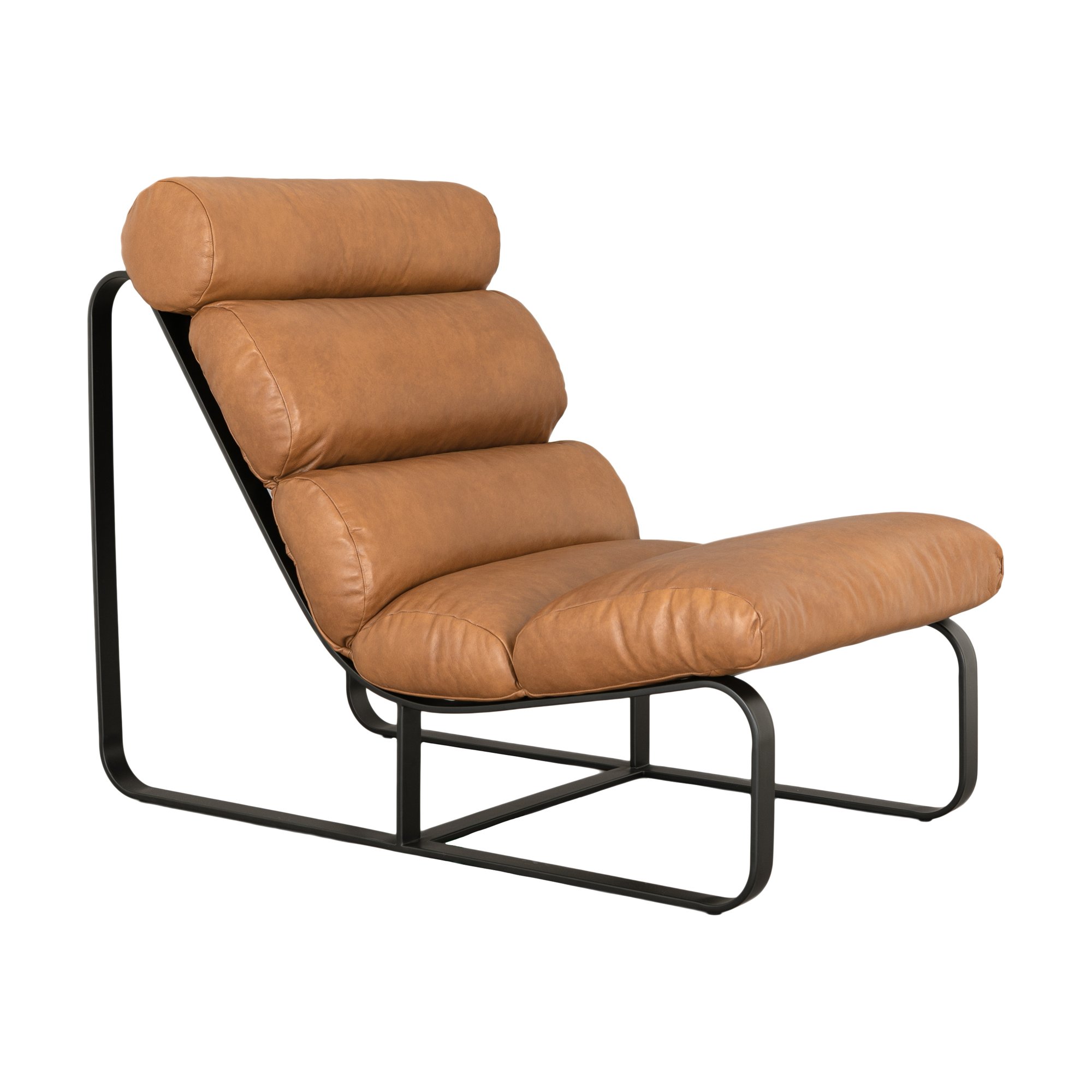 Fergus Lounge Chair with Black Steel Frame and Oxford Spice Leather - image 1