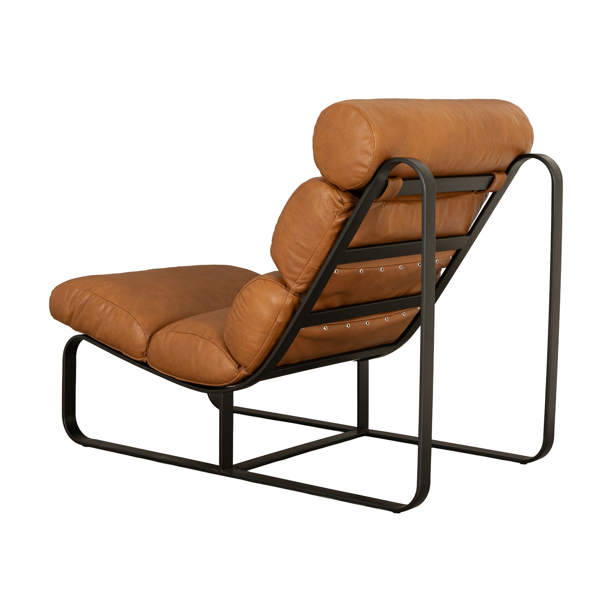 Fergus Lounge Chair with Black Steel Frame and Oxford Spice Leather - image 2