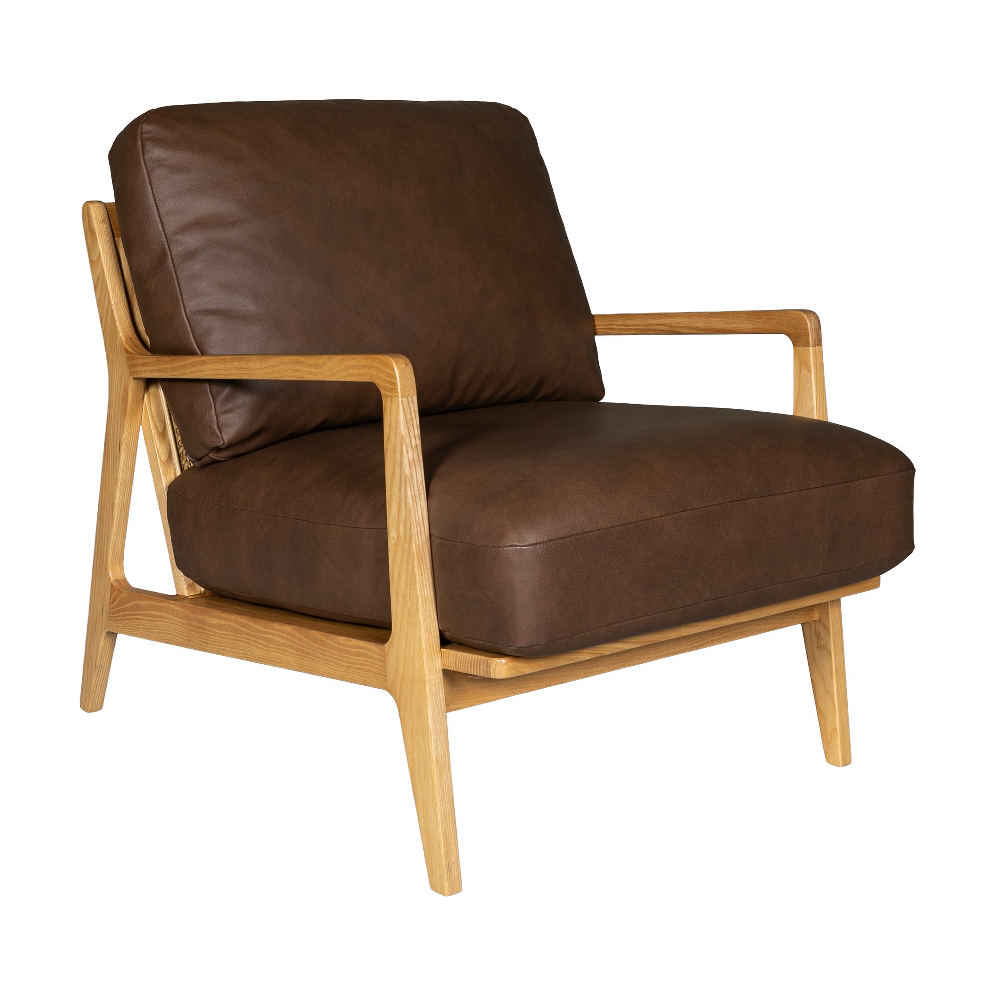 Lucas Lounge Chair with Natural Ash Frame and Courier Brown Leather - image 3