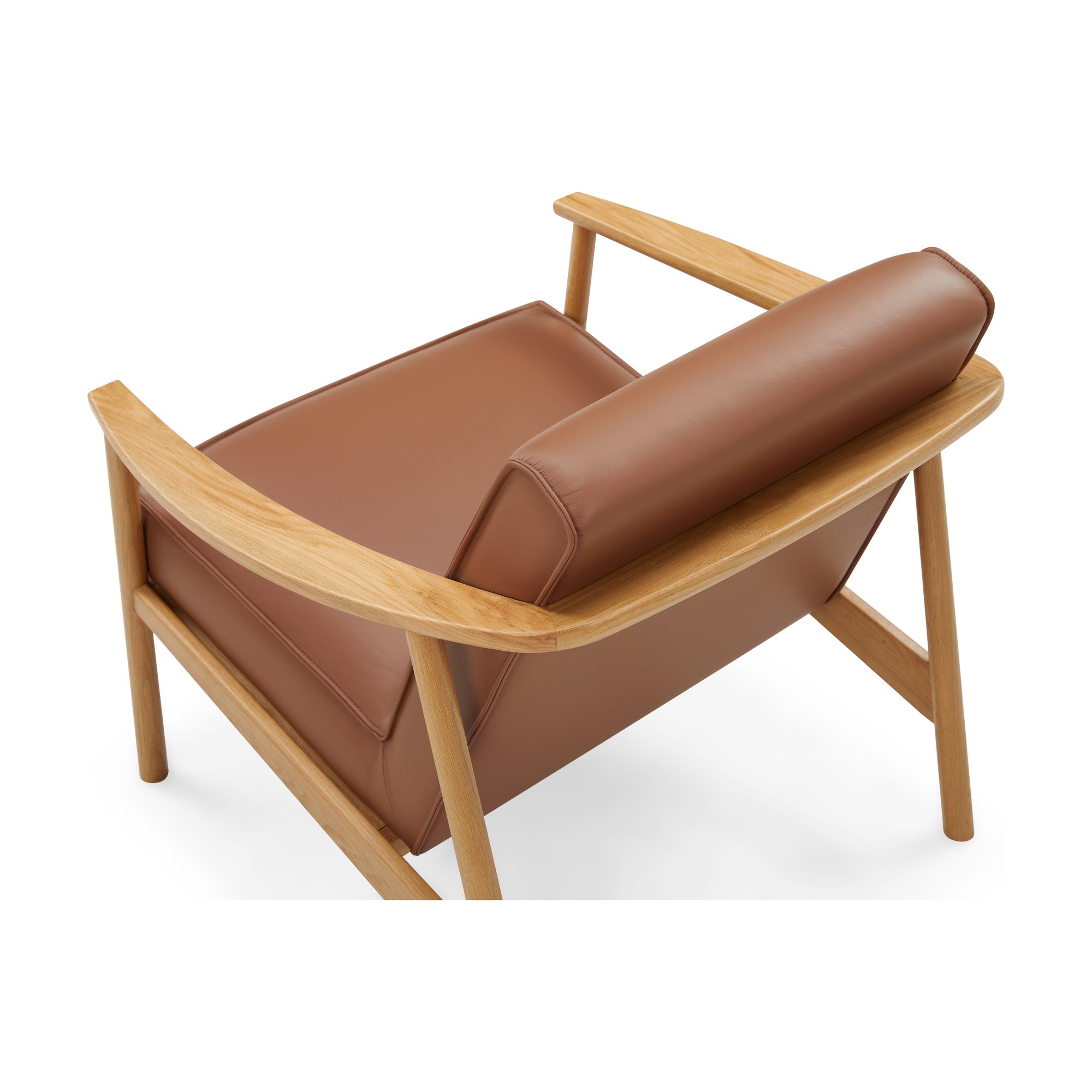 Sillón Platos con Estructura de Roble Natural y Cuero Cognac - image 2