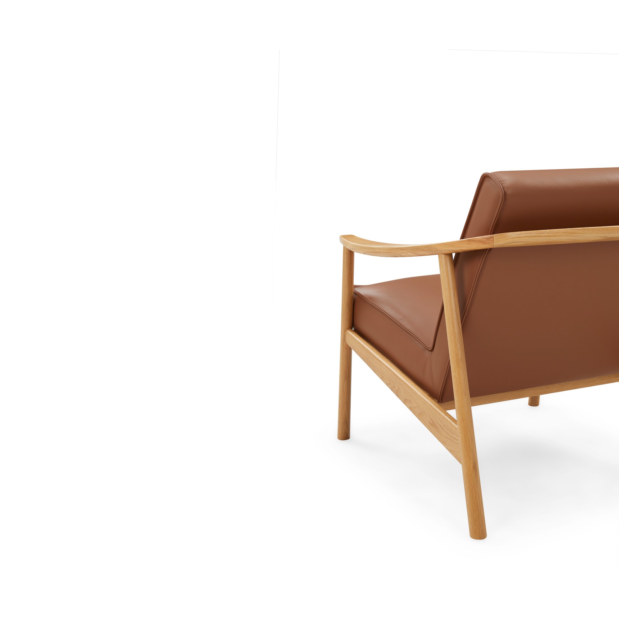 Sillón Platos con Estructura de Roble Natural y Cuero Cognac - image 3