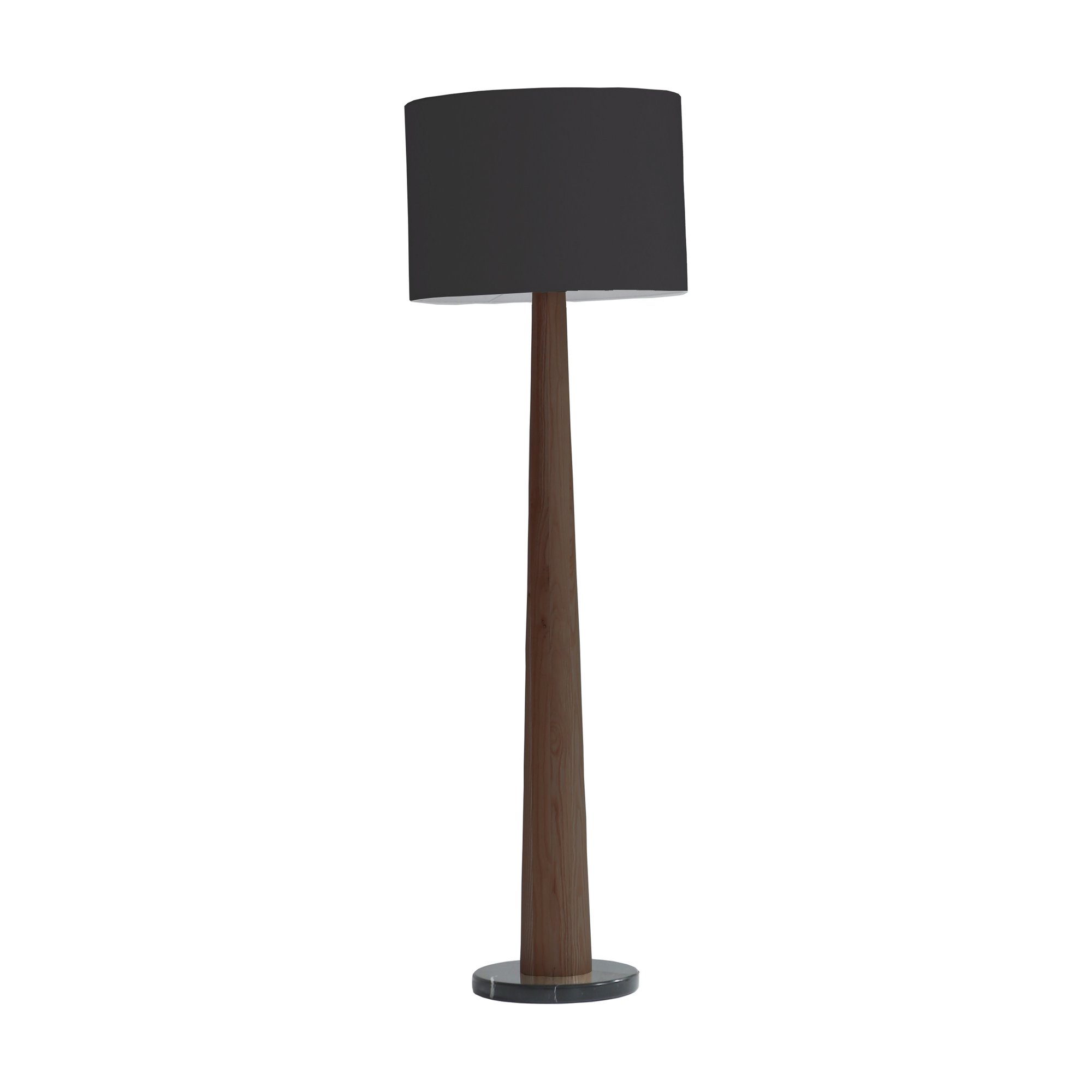 Lámpara de Pie Stilus con Base de Fresno Teñido de Nogal y Pantalla de Lino Negro - image 1