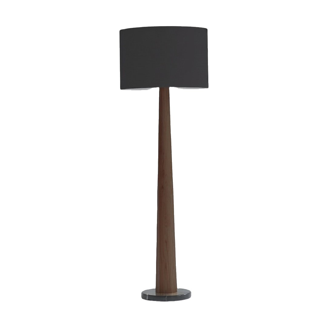 Lámpara de Pie Stilus con Base de Fresno Teñido de Nogal y Pantalla de Lino Negro - image 2