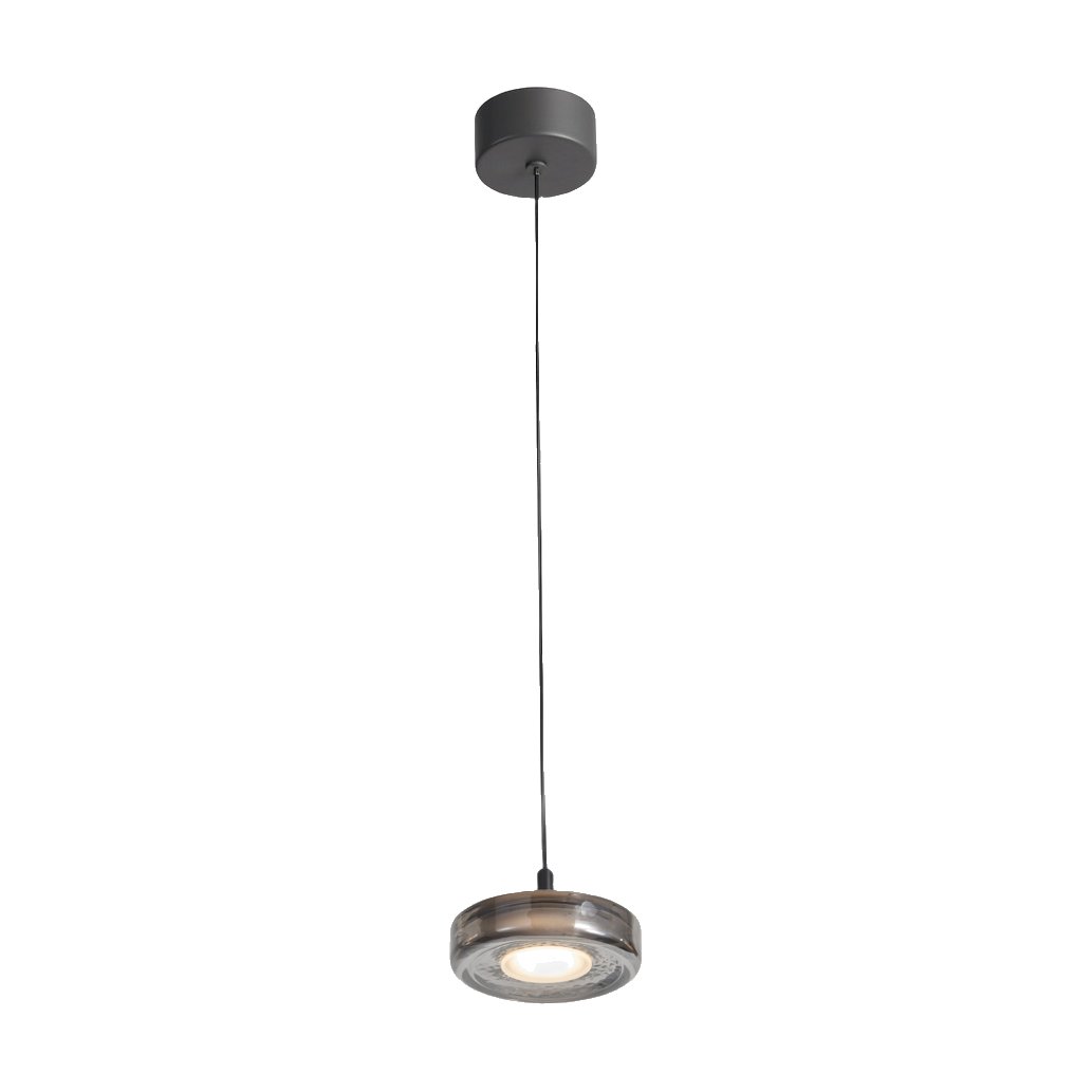 Lámpara Colgante Discus 1 en Vidrio Ahumado con Estructura de Aluminio Negro - image 1