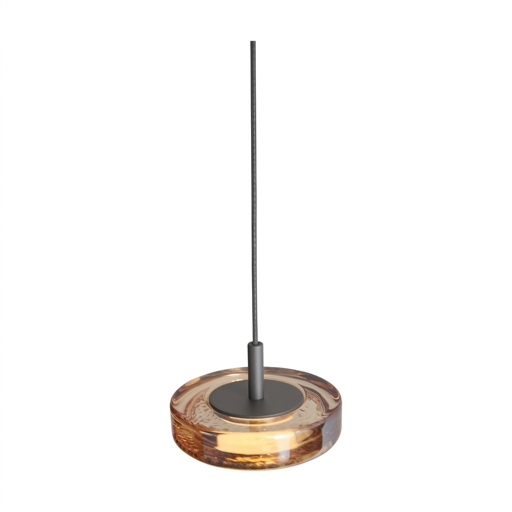 Lámpara Colgante Discus 5 en Vidrio Ahumado con Estructura de Aluminio Negro - image 2