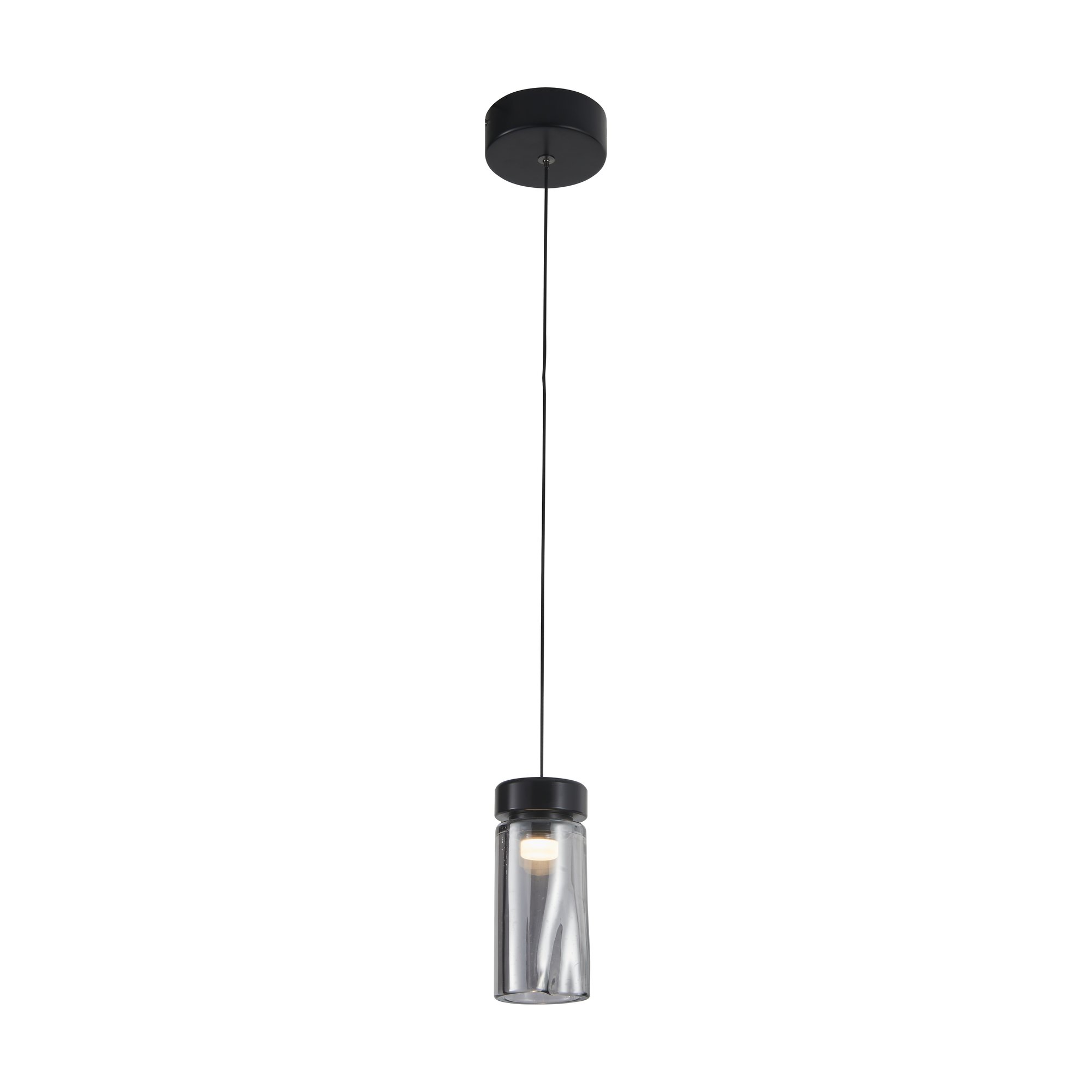 Tubo 1 Hanging Lamp in Black Aluminium with Smoke Glass Panel - image 1