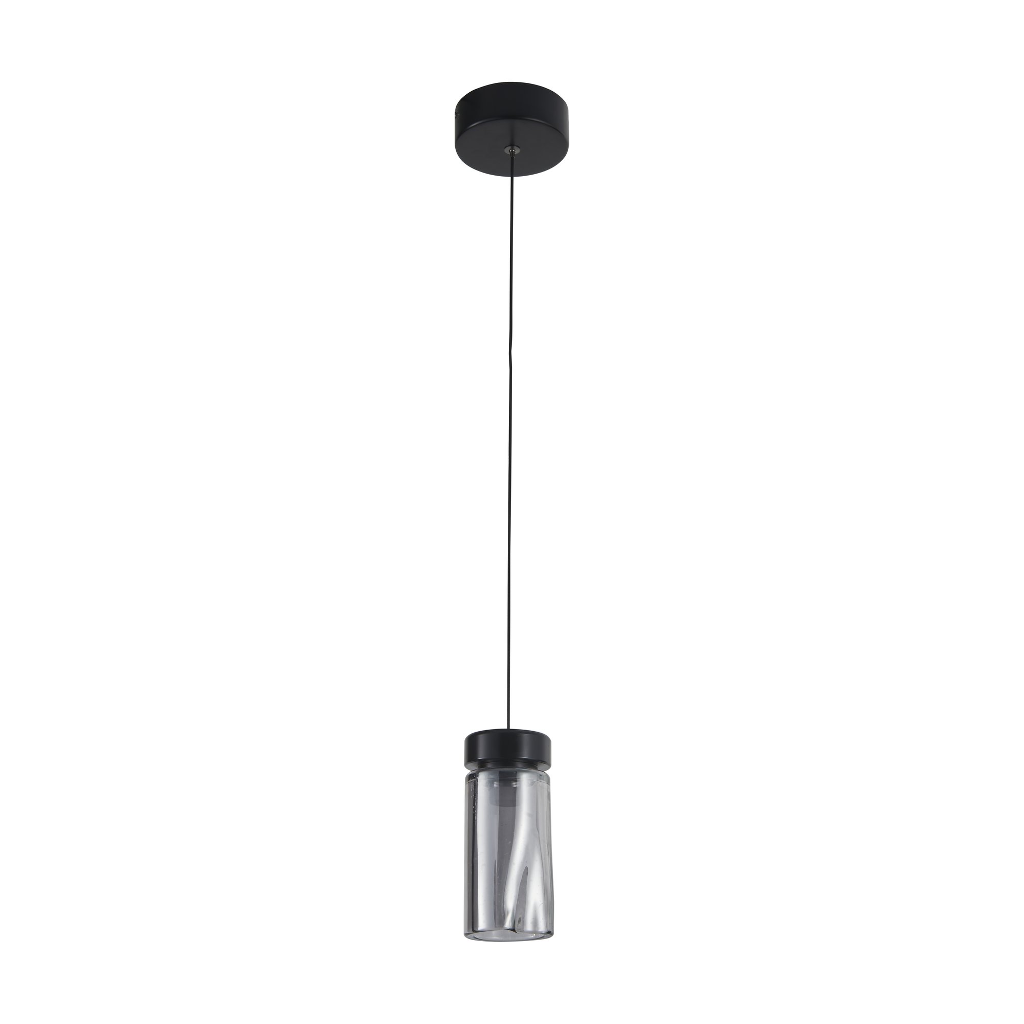 Tubo 1 Hanging Lamp in Black Aluminium with Smoke Glass Panel - image 2
