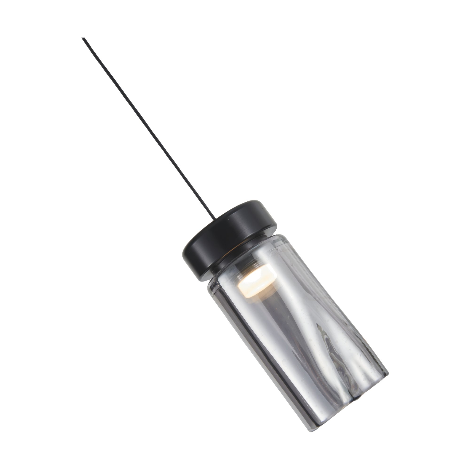 Tubo 1 Hanging Lamp in Black Aluminium with Smoke Glass Panel - image 3