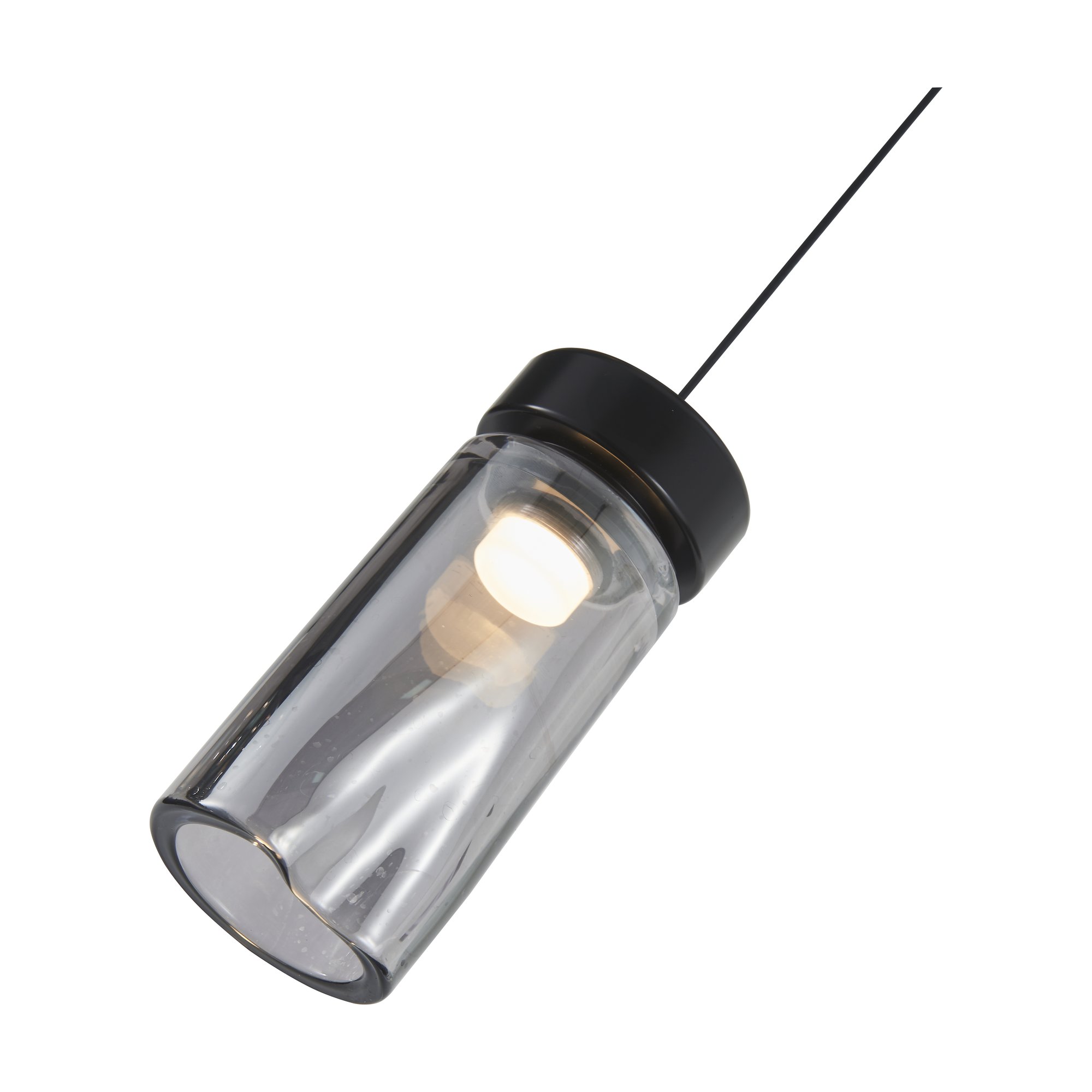 Tubo 1 Hanging Lamp in Black Aluminium with Smoke Glass Panel - image 4