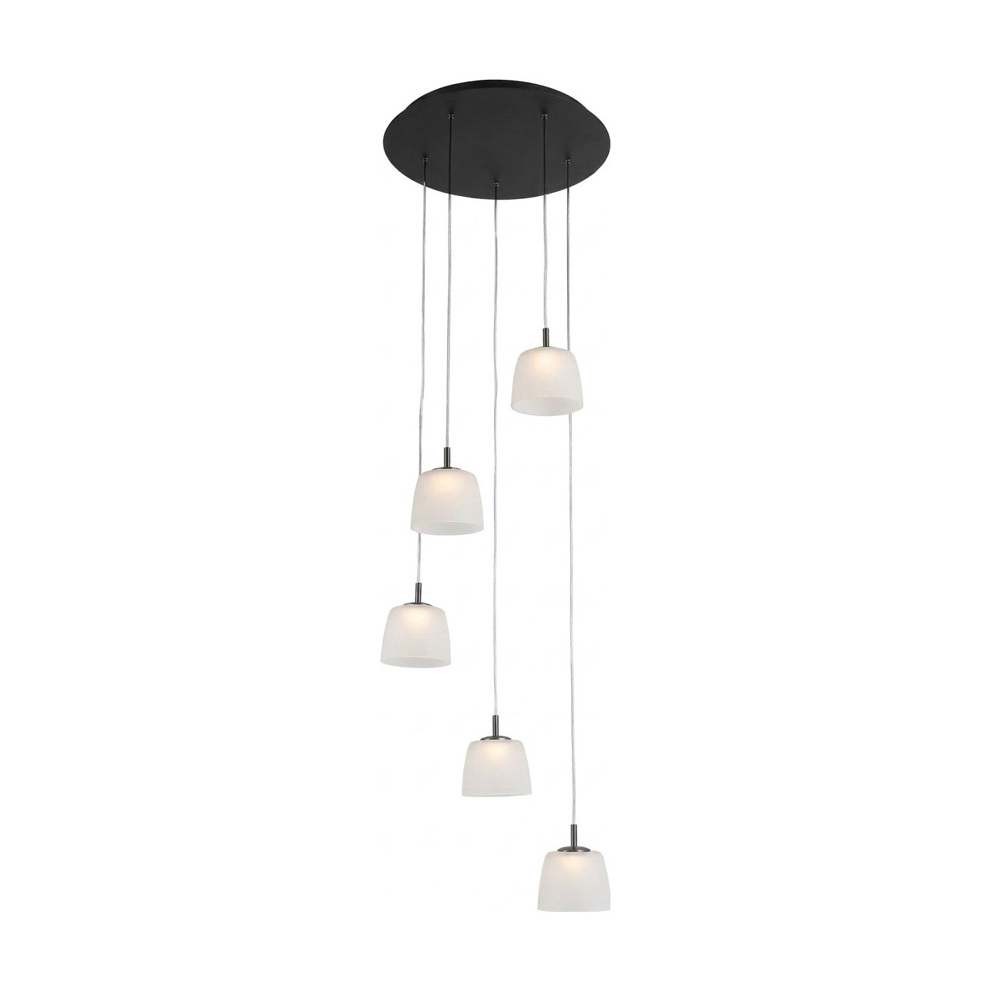 Lámpara Colgante Vertigo 5 en Vidrio Esmerilado Blanco con Estructura de Aluminio Gris - image 1