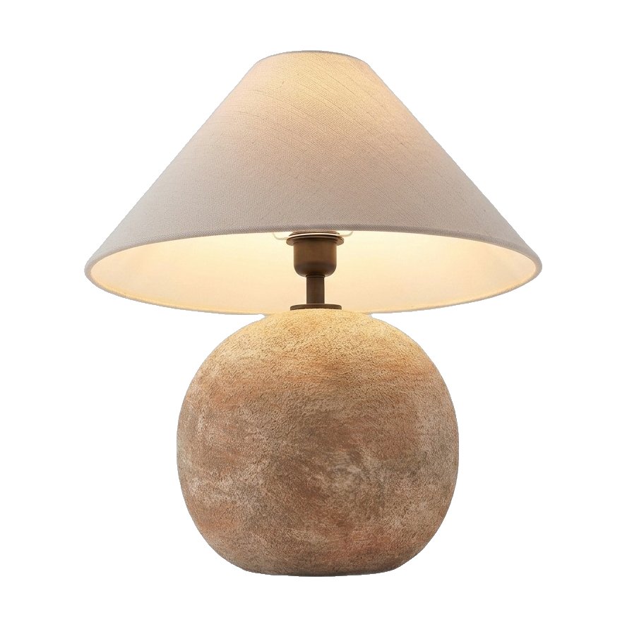 Sfera Table Lamp with Lichi Ceramic Base and Natural Linen Shade - image 2