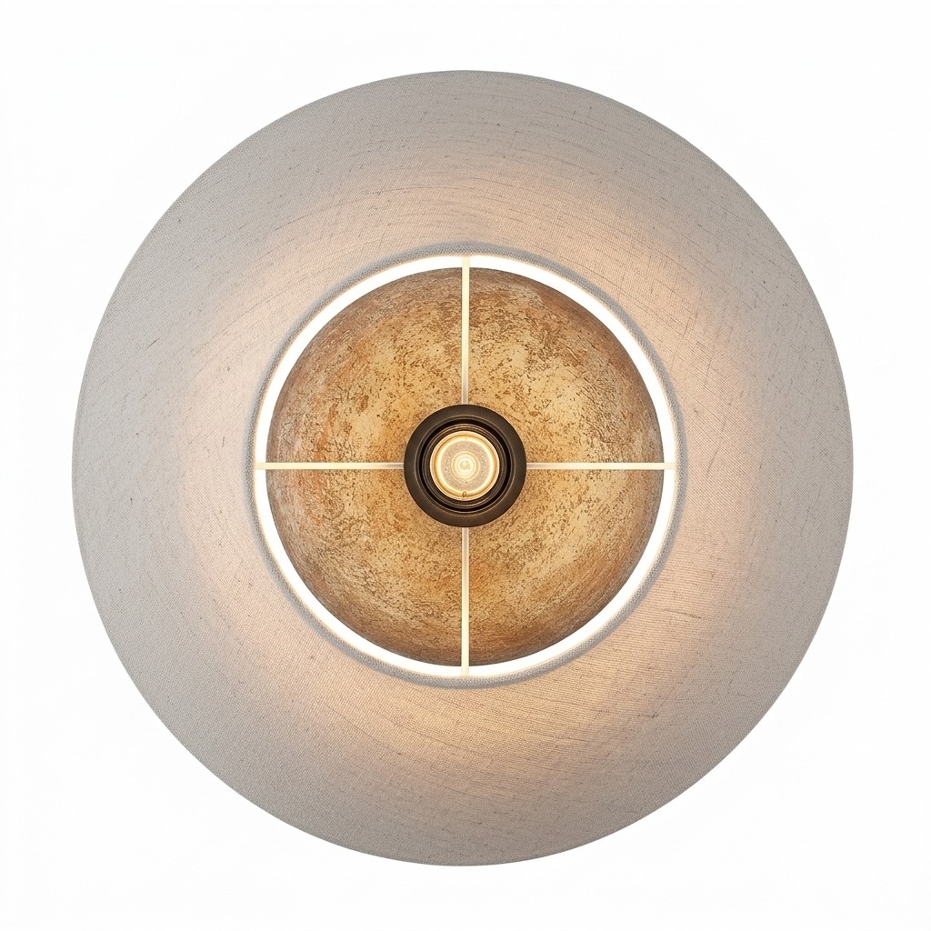 Sfera Table Lamp with Lichi Ceramic Base and Natural Linen Shade - image 4