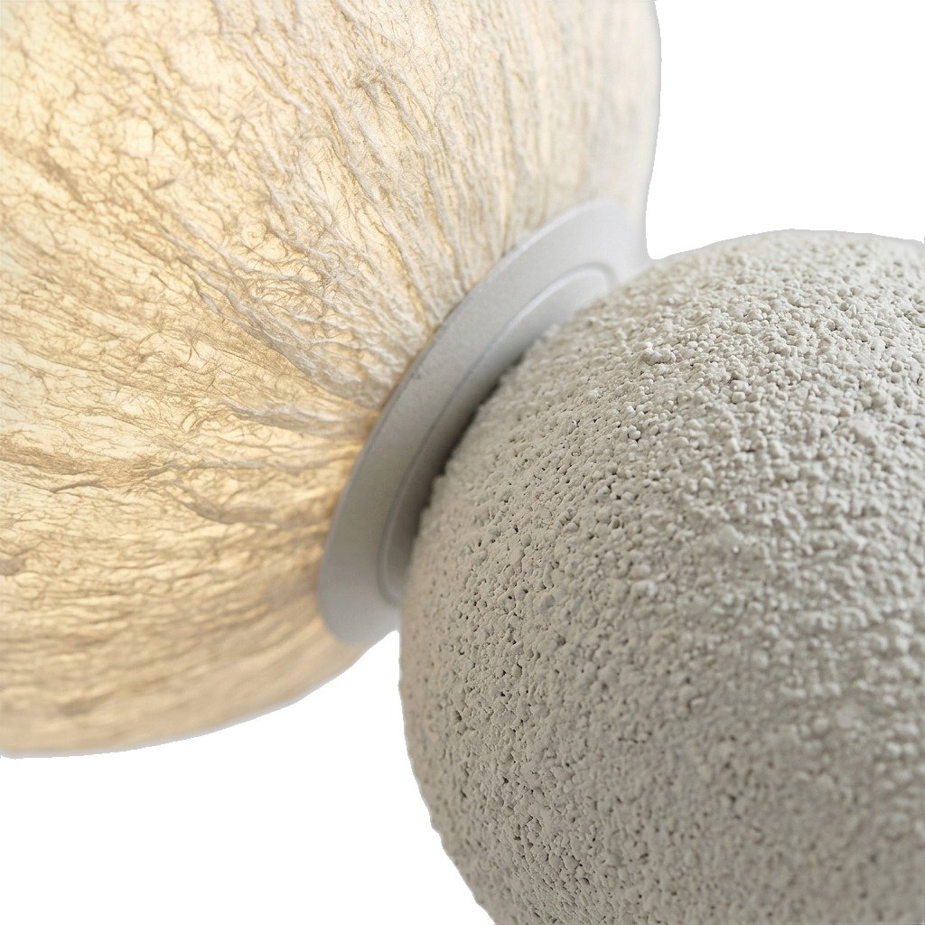 Lunaria Table Lamp with White Resin Base and Natural Mulberry Silk Shade - image 3