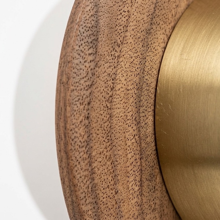 Pearl Wall Lamp with Oak Wood Base and Frosted White Glass Shade - image 3