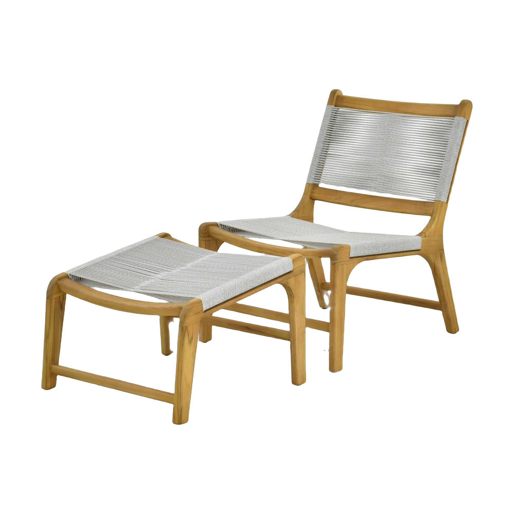 Sillón Liana con Estructura de Teca y Tejido Gris Claro - image 1