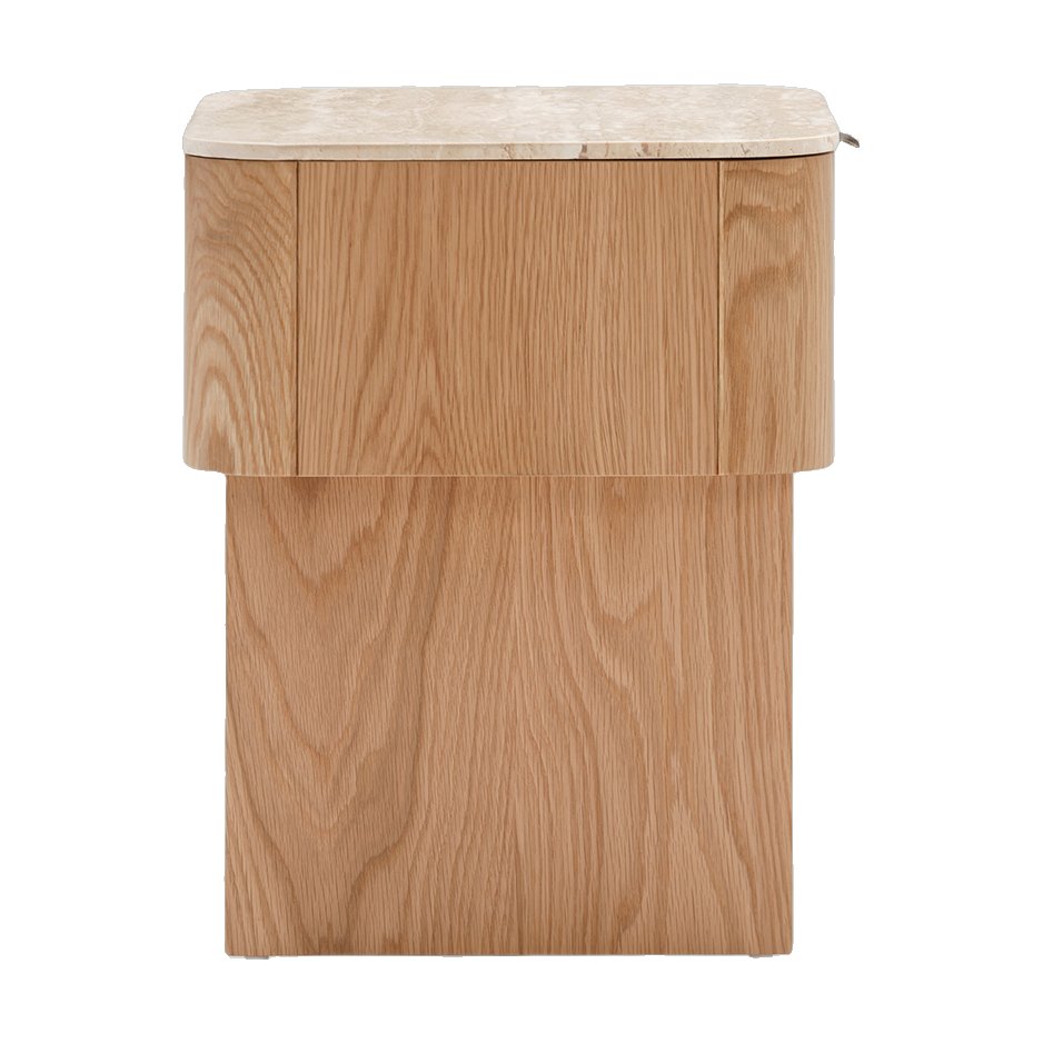 Ciso Bedside Table with Natural Oak Veneer Frame and Natural Travertine Top - image 2