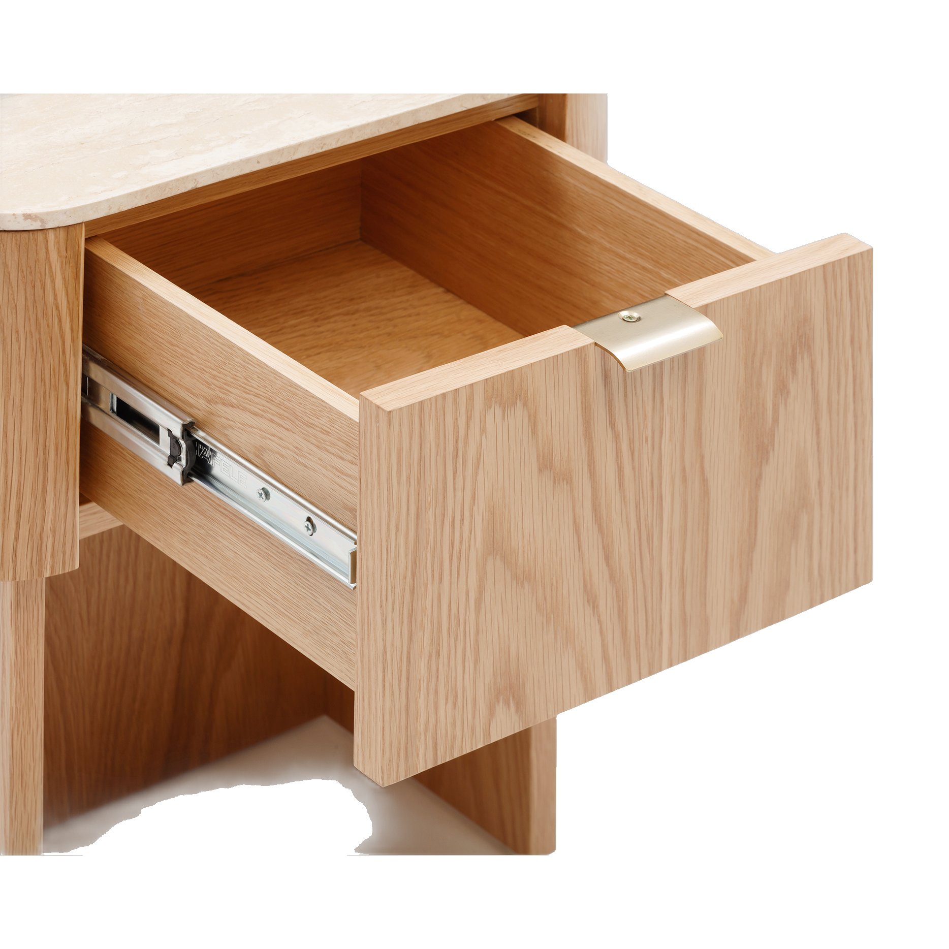 Ciso Bedside Table with Natural Oak Veneer Frame and Natural Travertine Top - image 5