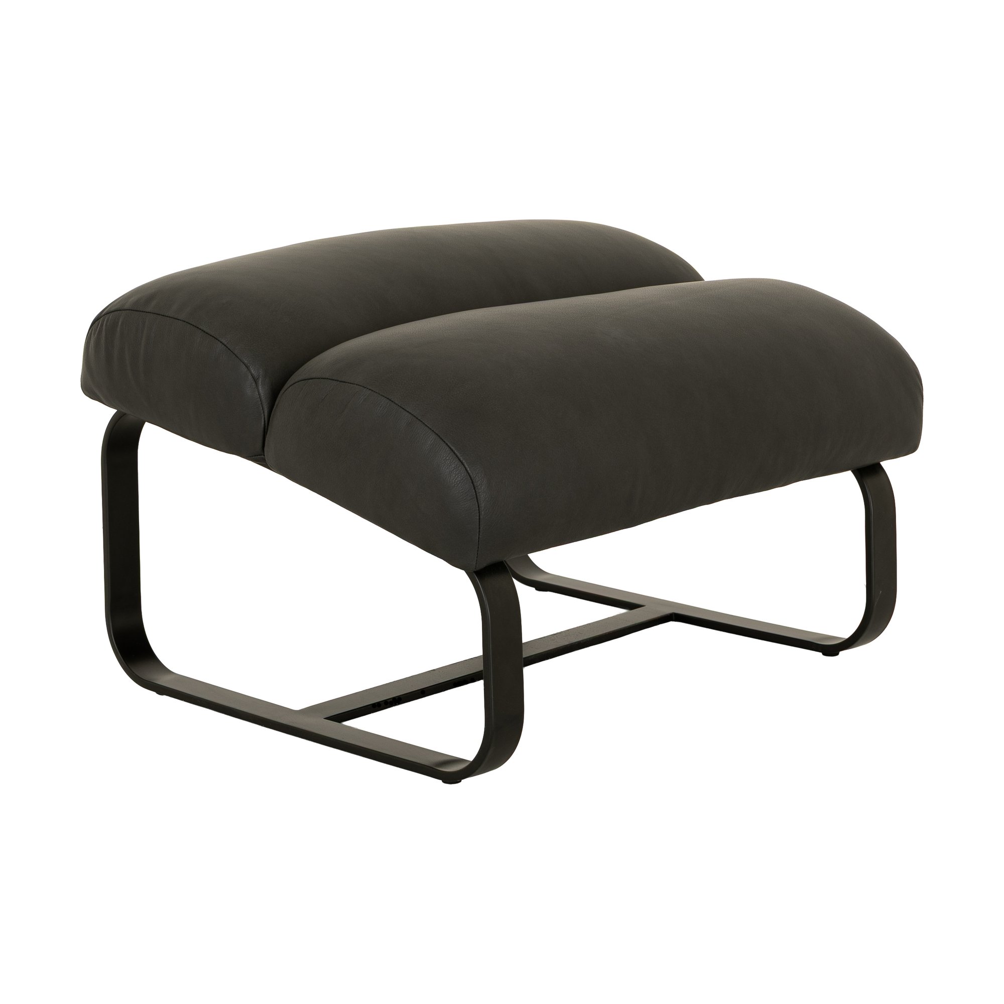 Fergus Ottoman with Black Steel Frame and Courier Black Leather - image 1