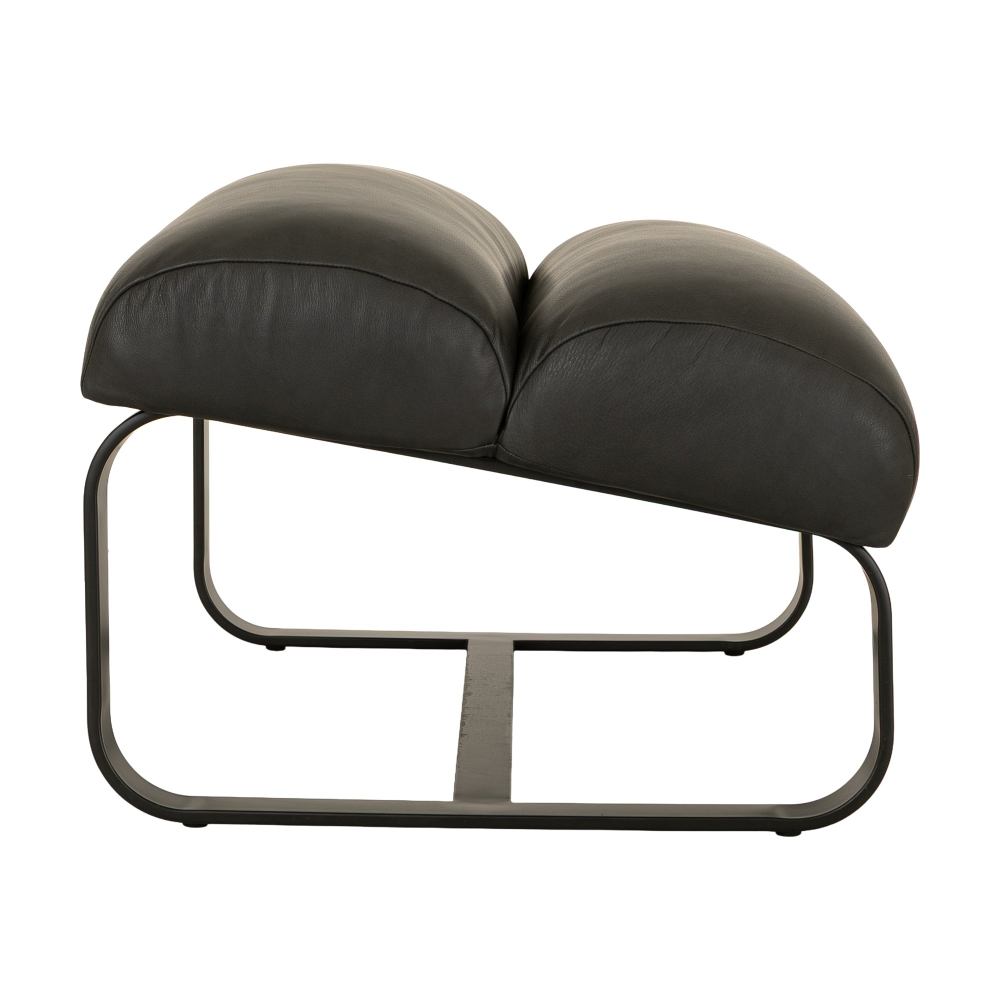 Fergus Ottoman with Black Steel Frame and Courier Black Leather - image 2